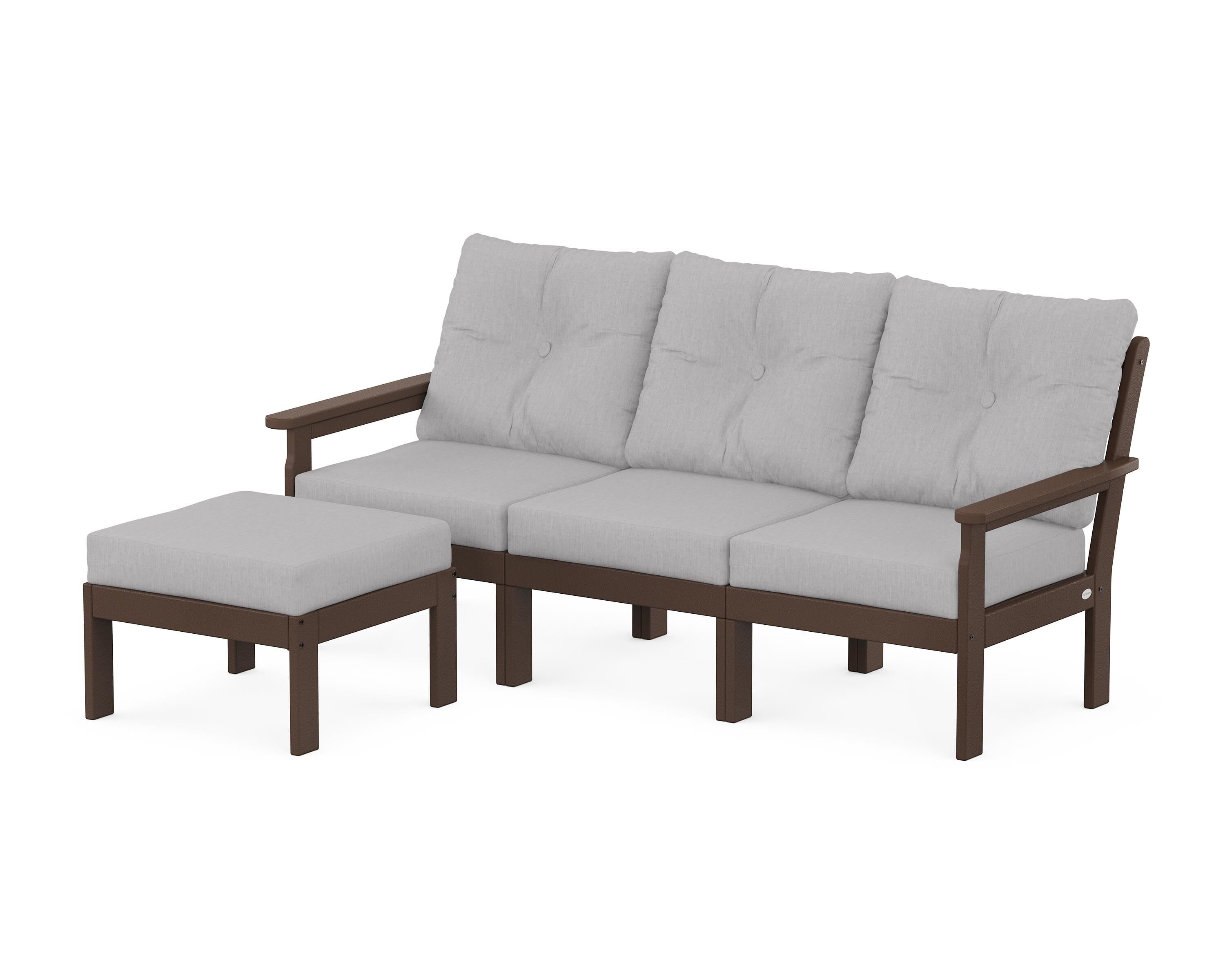 POLYWOOD® Vineyard 4-Piece Sectional with Ottoman in Mahogany / Granite