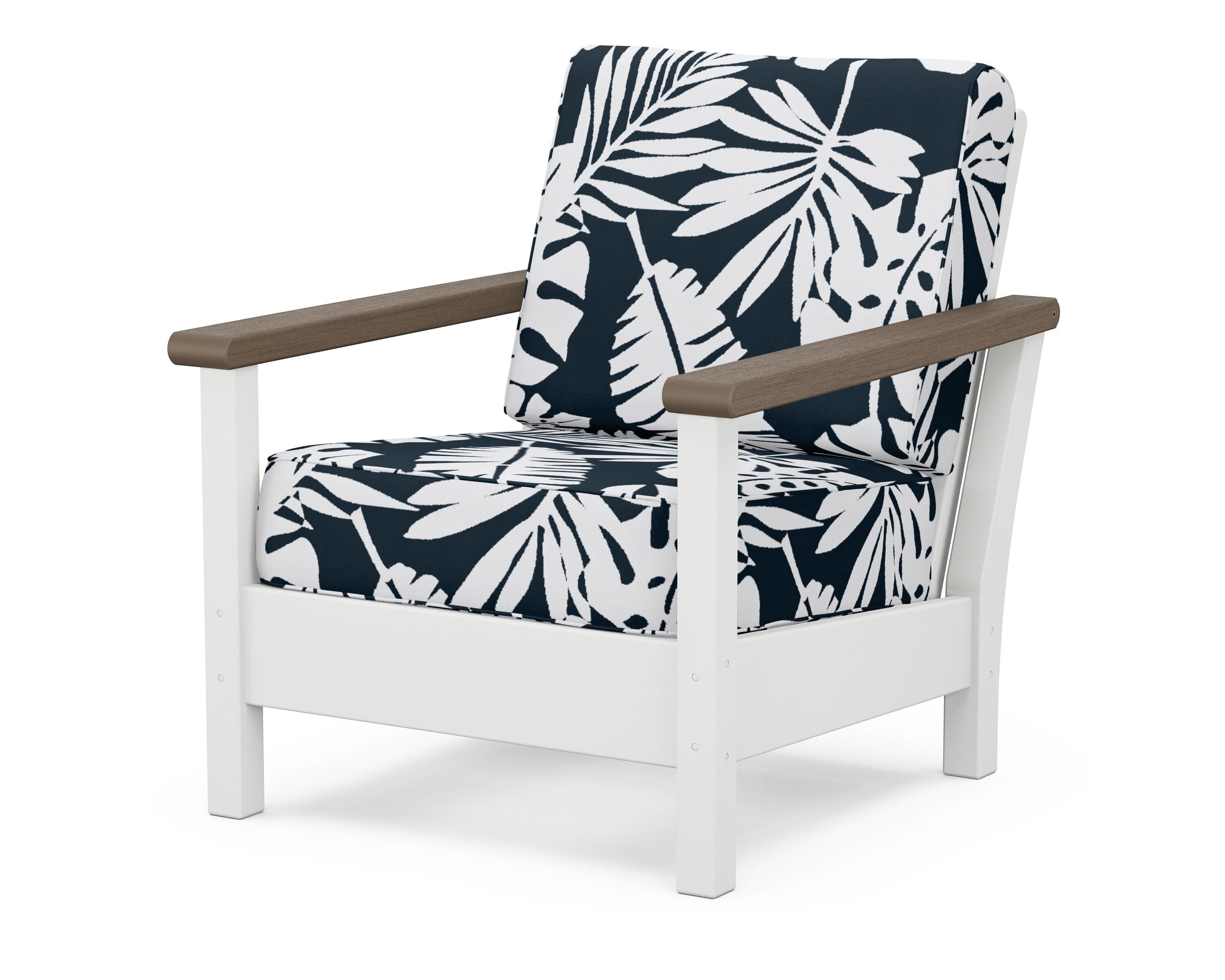 POLYWOOD® Harbour Deep Seating Chair in White / Kona / Leaf Marine Indigo