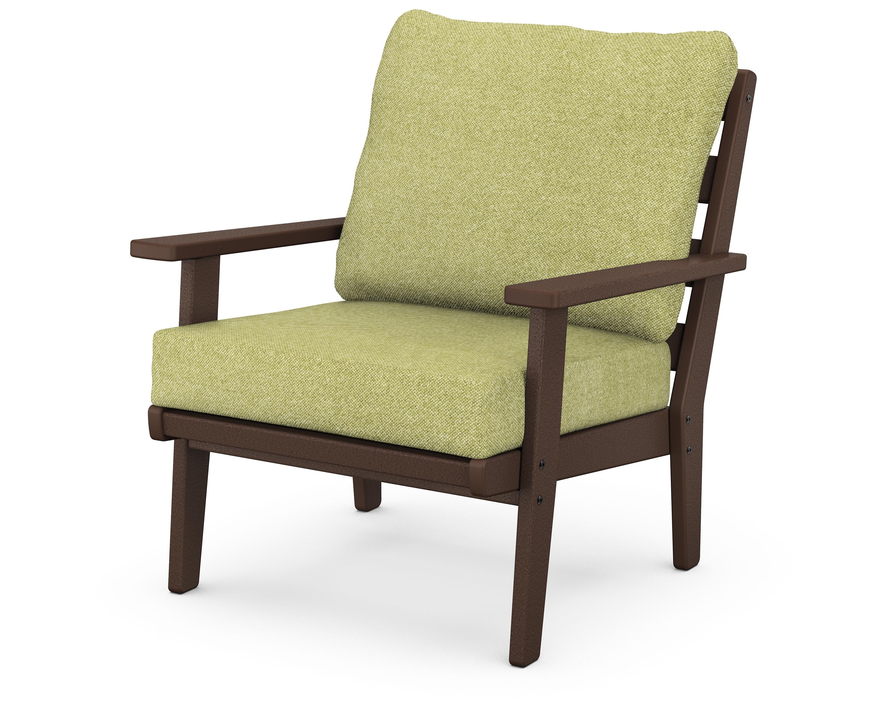 POLYWOOD® Grant Park Deep Seating Chair in Mahogany / Chartreuse Boucle