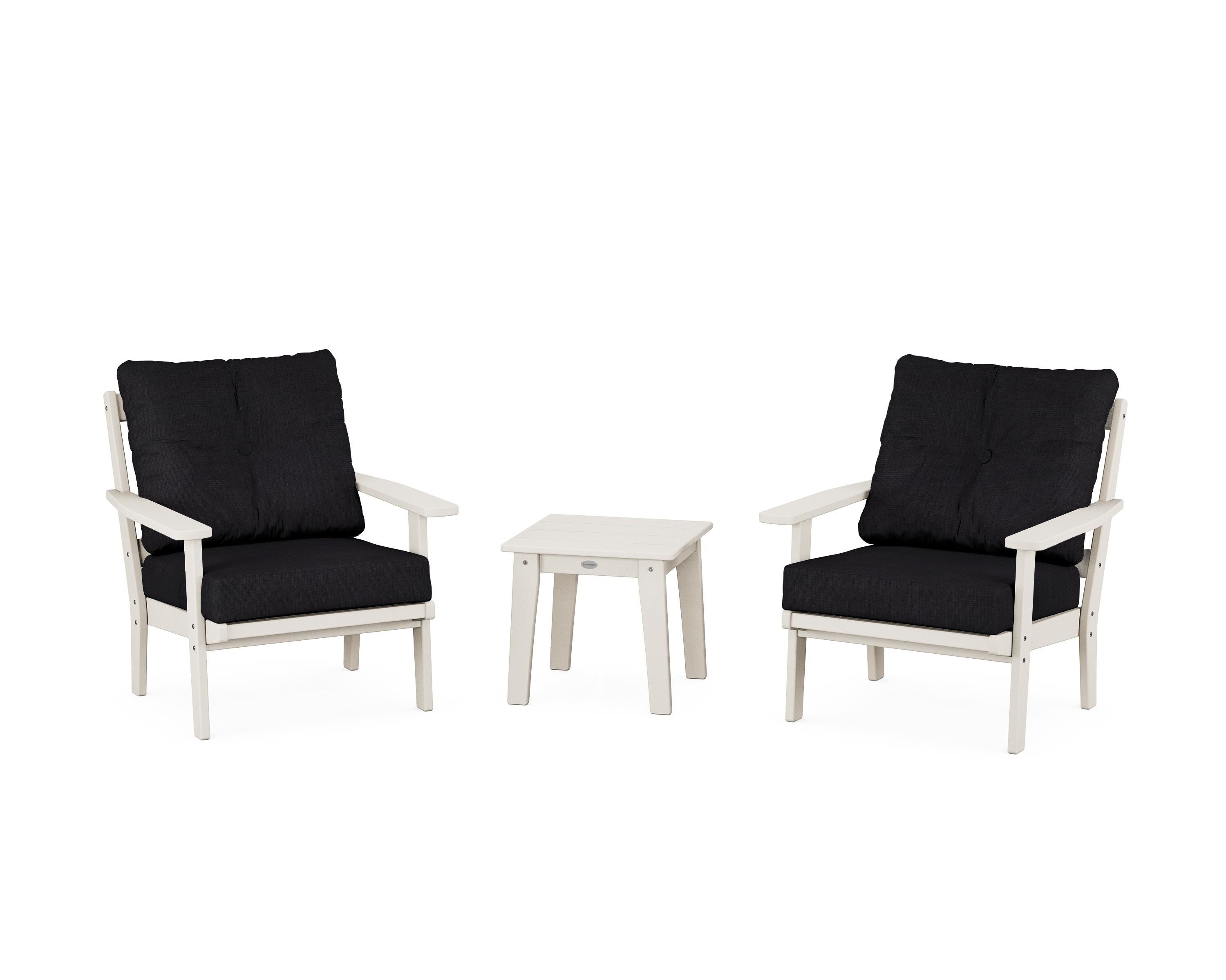 POLYWOOD® Oxford 3-Piece Deep Seating Set in Sand / Midnight Linen