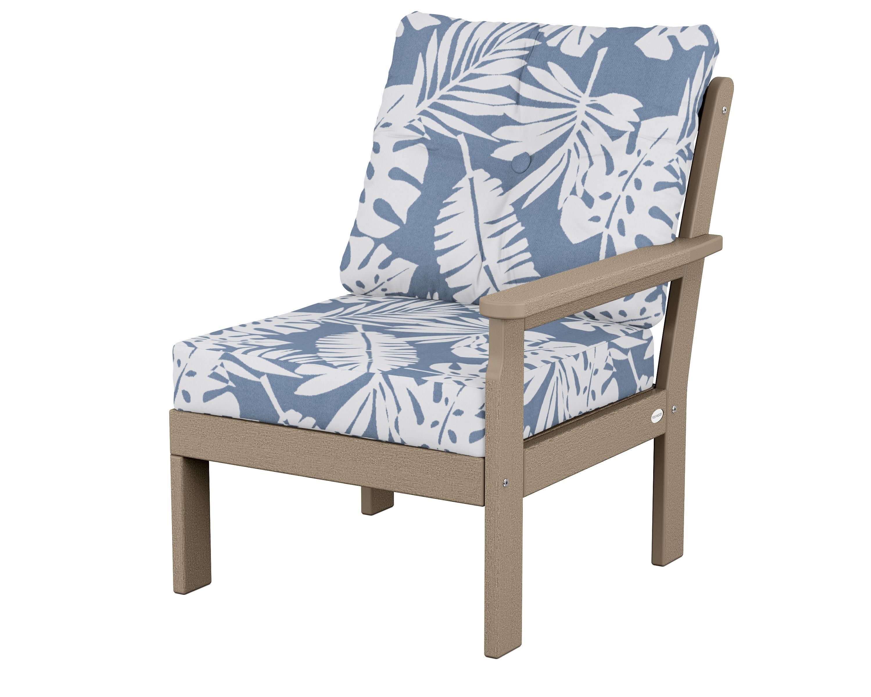 POLYWOOD® Vineyard Modular Right Arm Chair in Vintage Sahara / Leaf Sky Blue