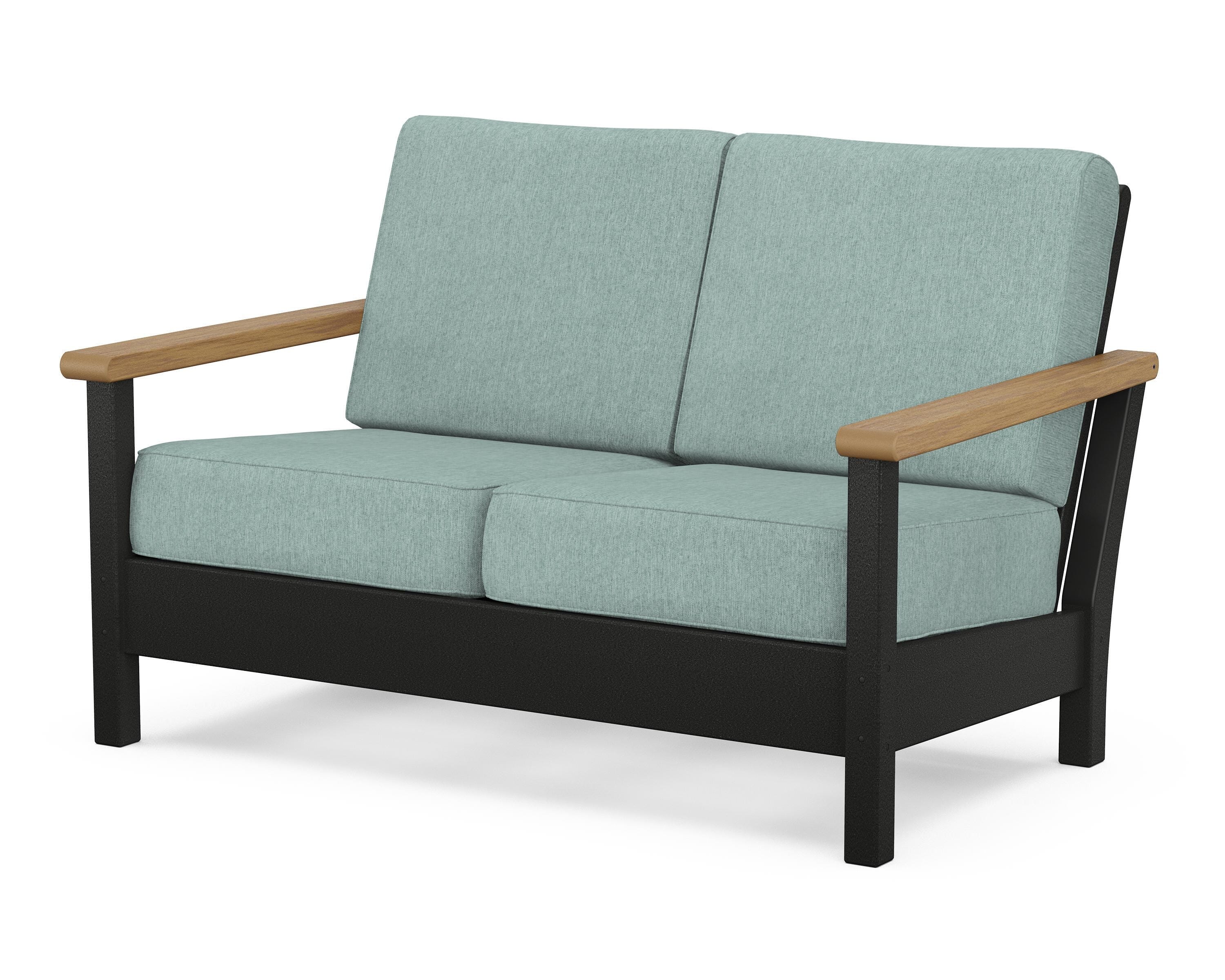 POLYWOOD® Harbour Deep Seating Loveseat in Black / Natural / Glacier Spa