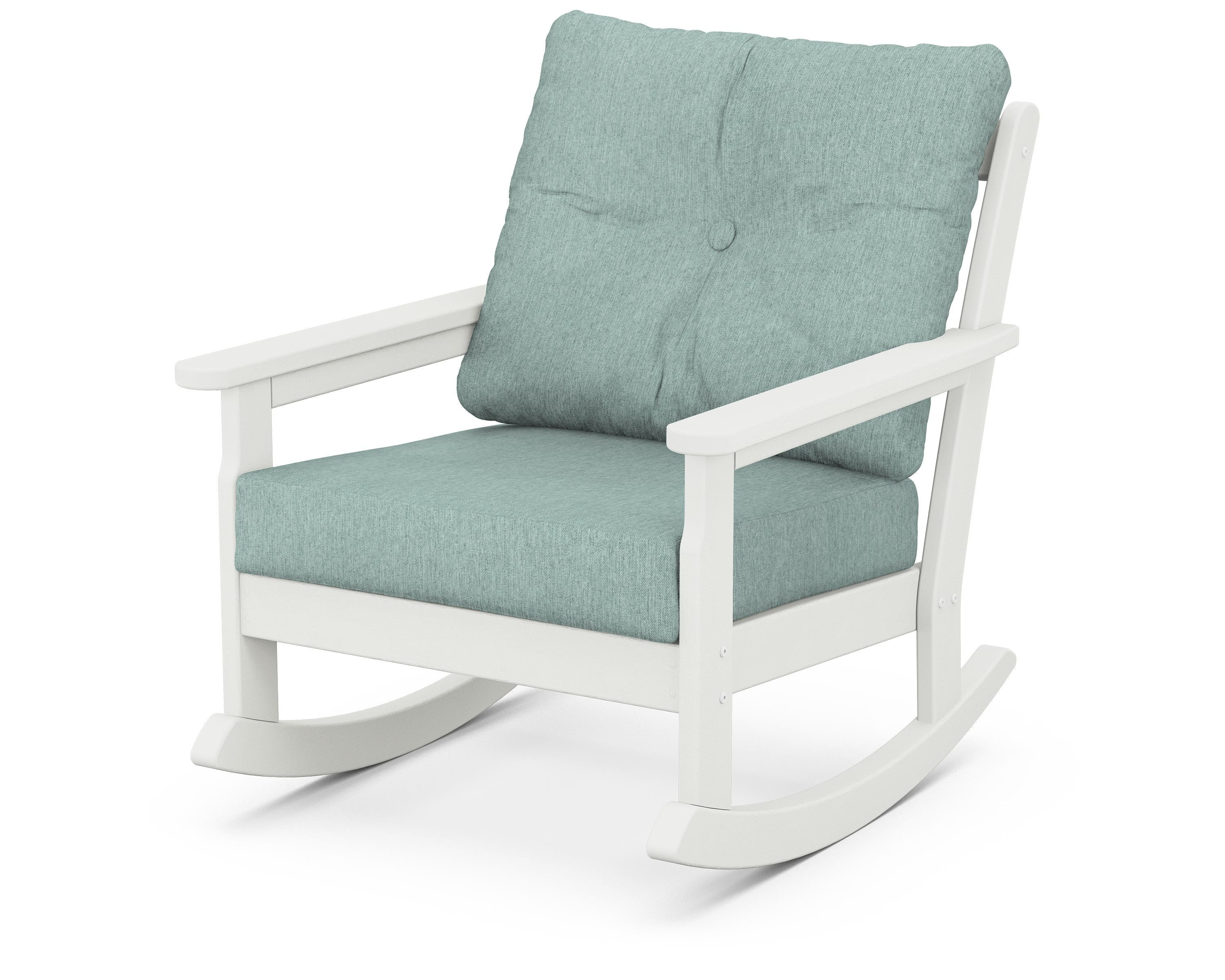 POLYWOOD® Vineyard Deep Seating Rocking Chair in Vintage White / Glacier Spa