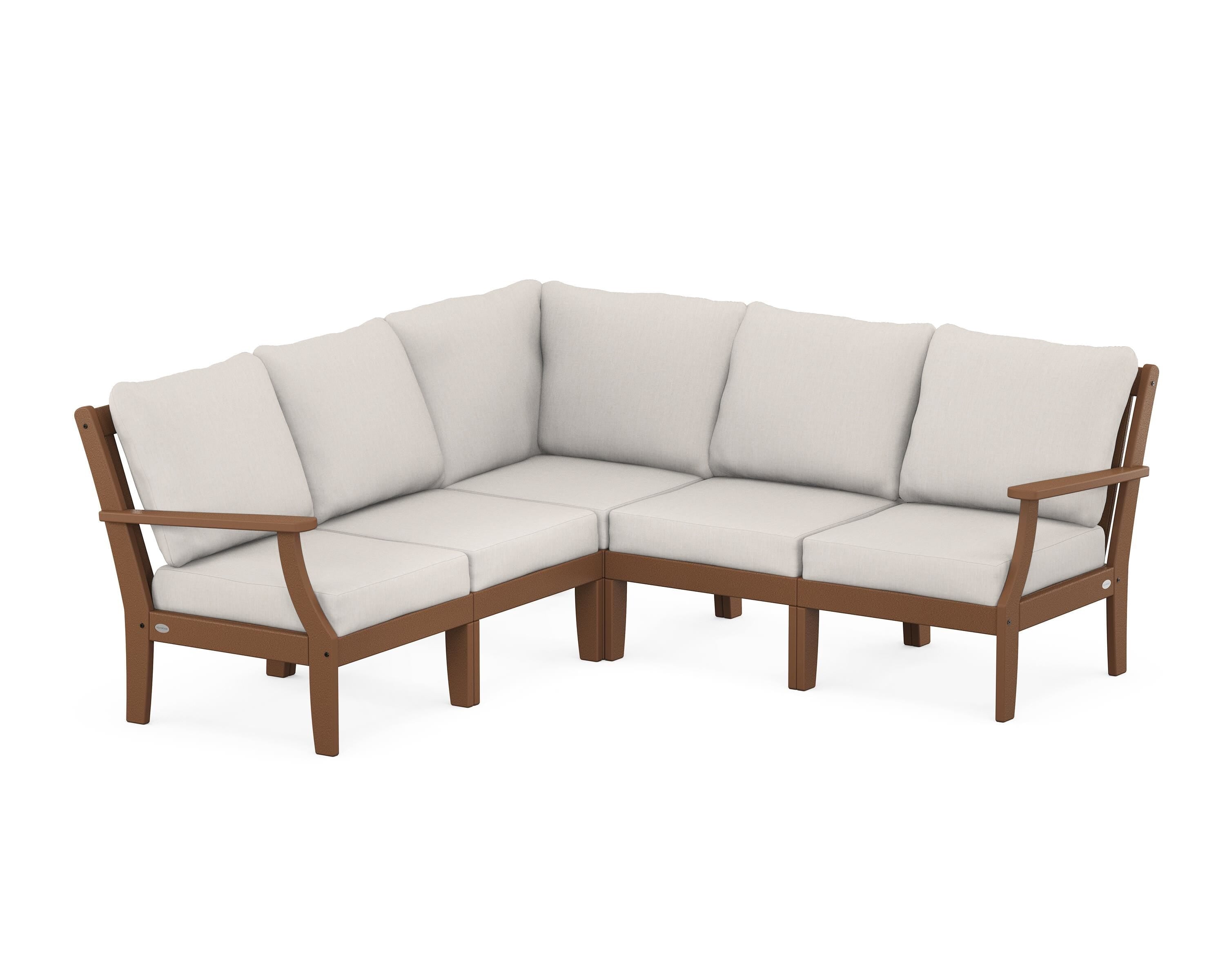 POLYWOOD® Braxton Modular 5-Piece Deep Seating Set in Teak / Cast Ash