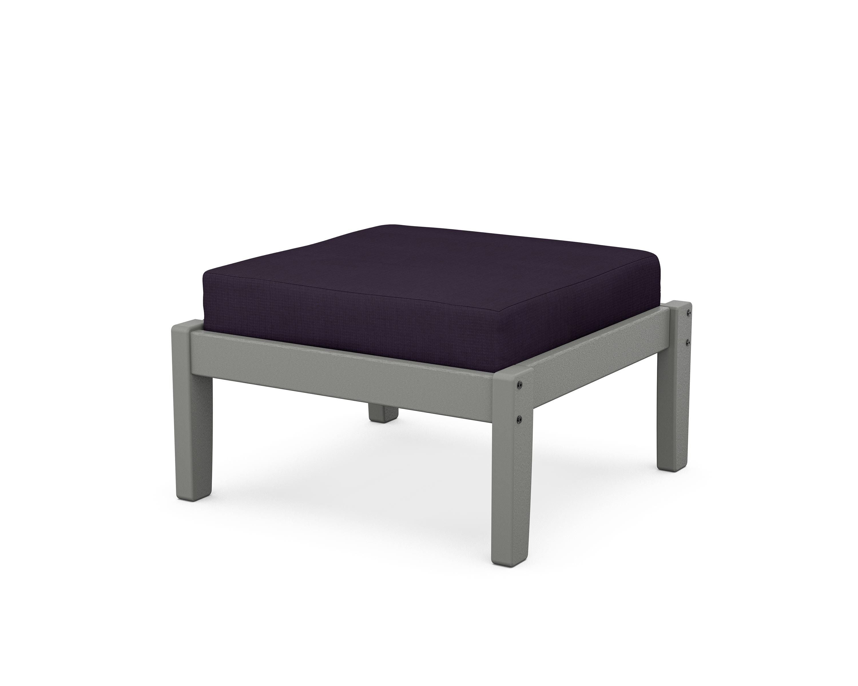 Unbranded Deep Seating Ottoman in Slate Grey / Navy Linen