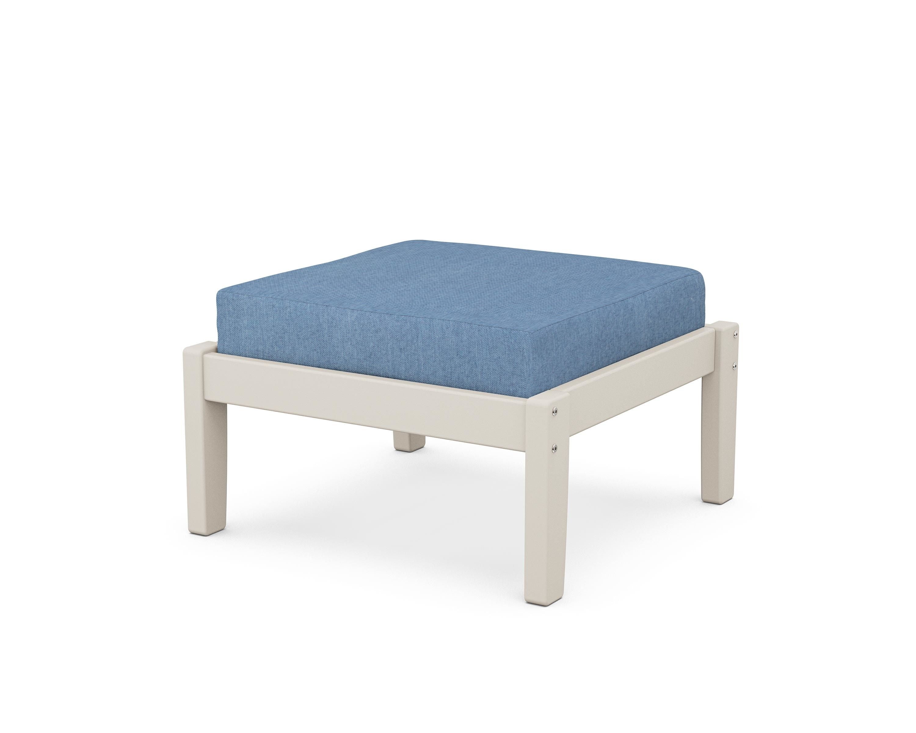 Unbranded Deep Seating Ottoman in Sand / Sky Blue