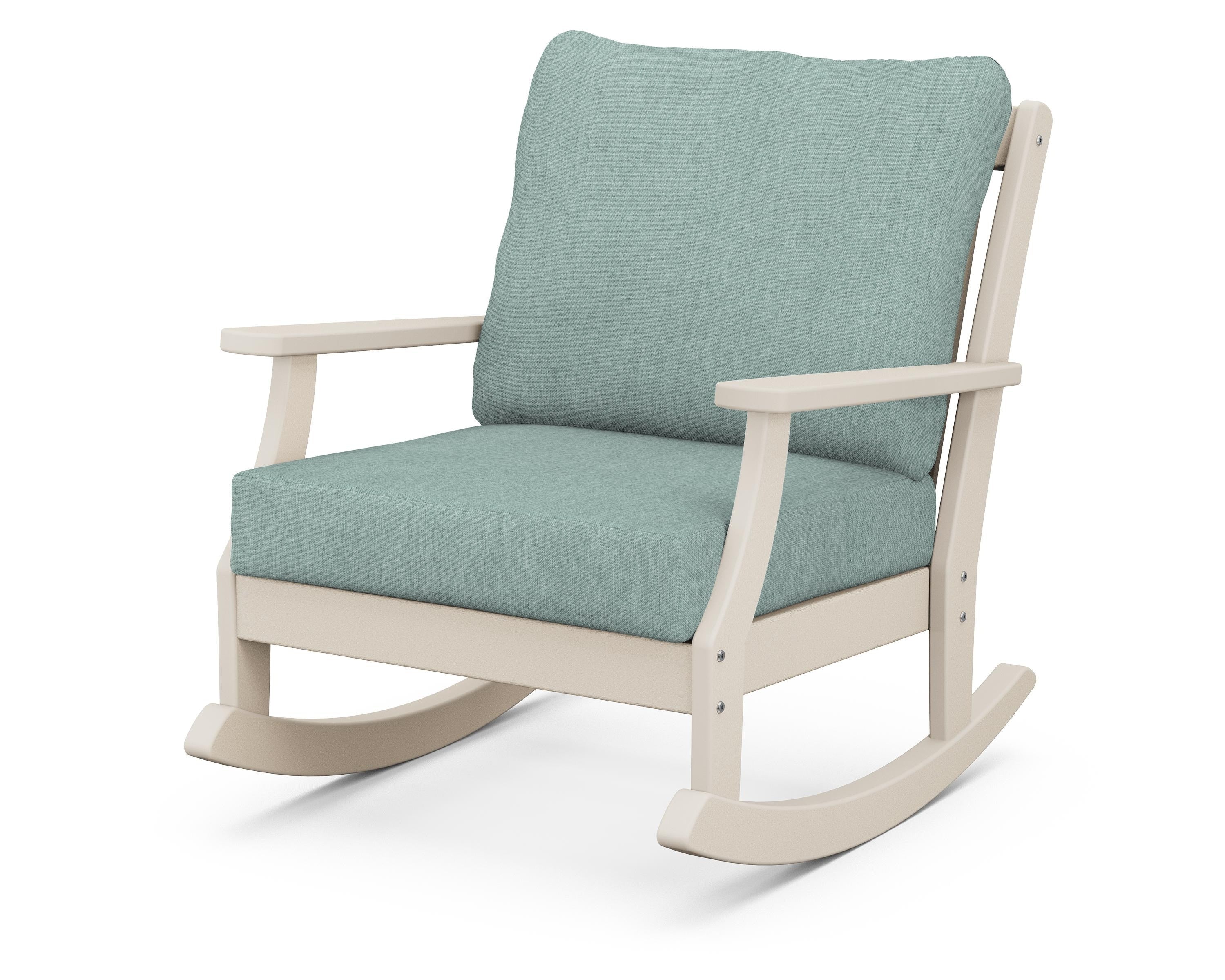 POLYWOOD® Braxton Deep Seating Rocking Chair in Sand / Glacier Spa