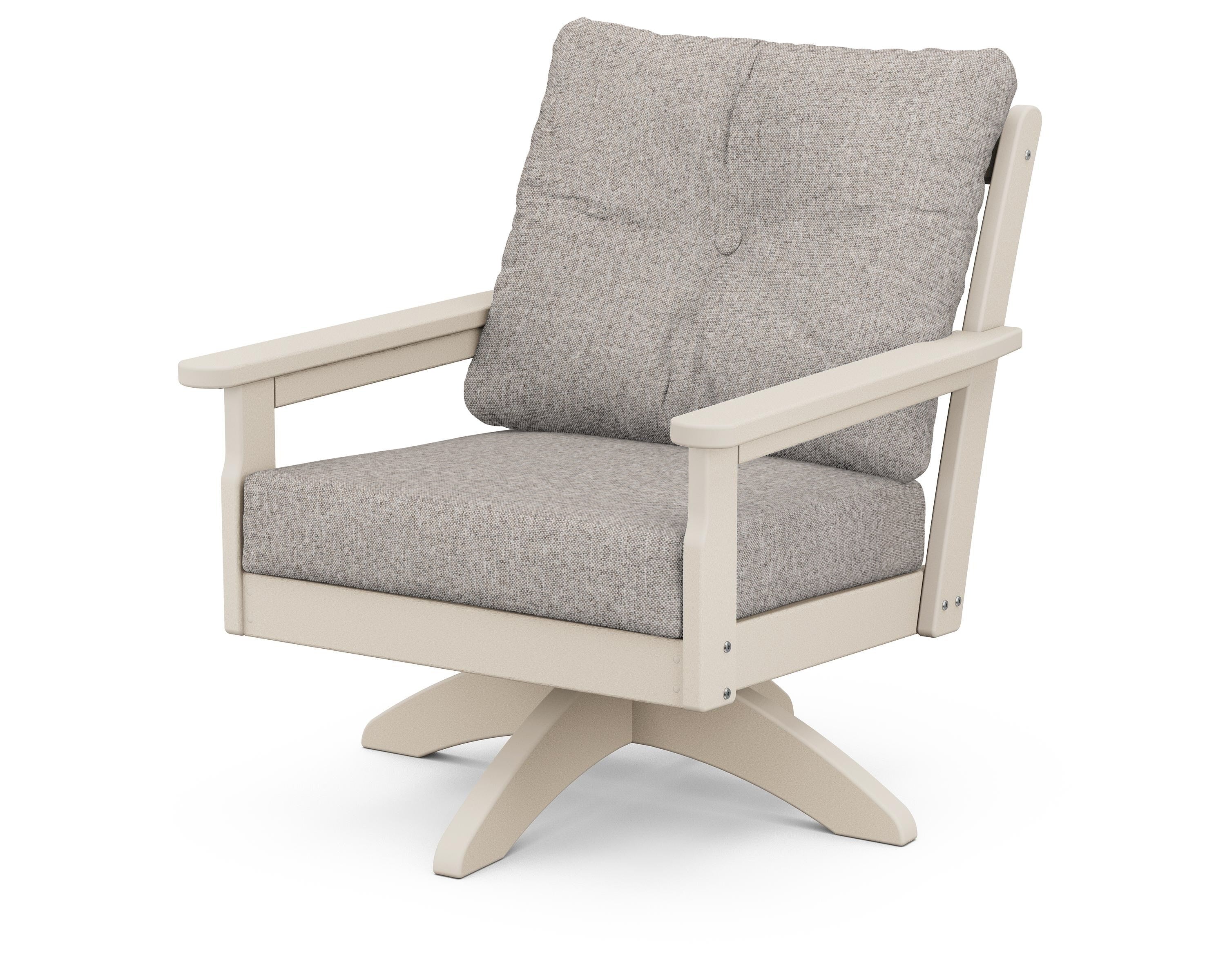 POLYWOOD® Vineyard Deep Seating Swivel Chair in Sand / Weathered Tweed