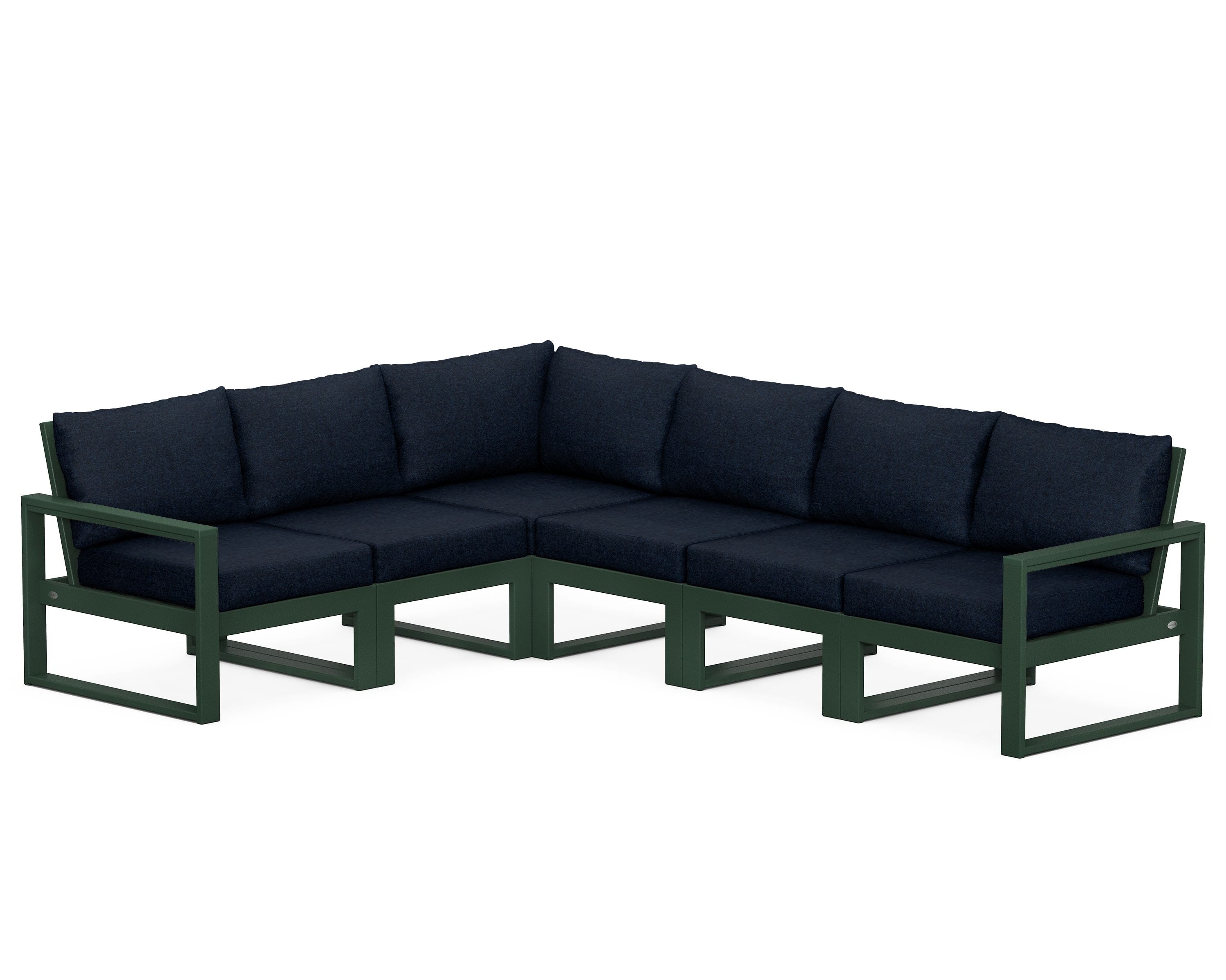 POLYWOOD® EDGE 6-Piece Modular Deep Seating Set in Green / Marine Indigo