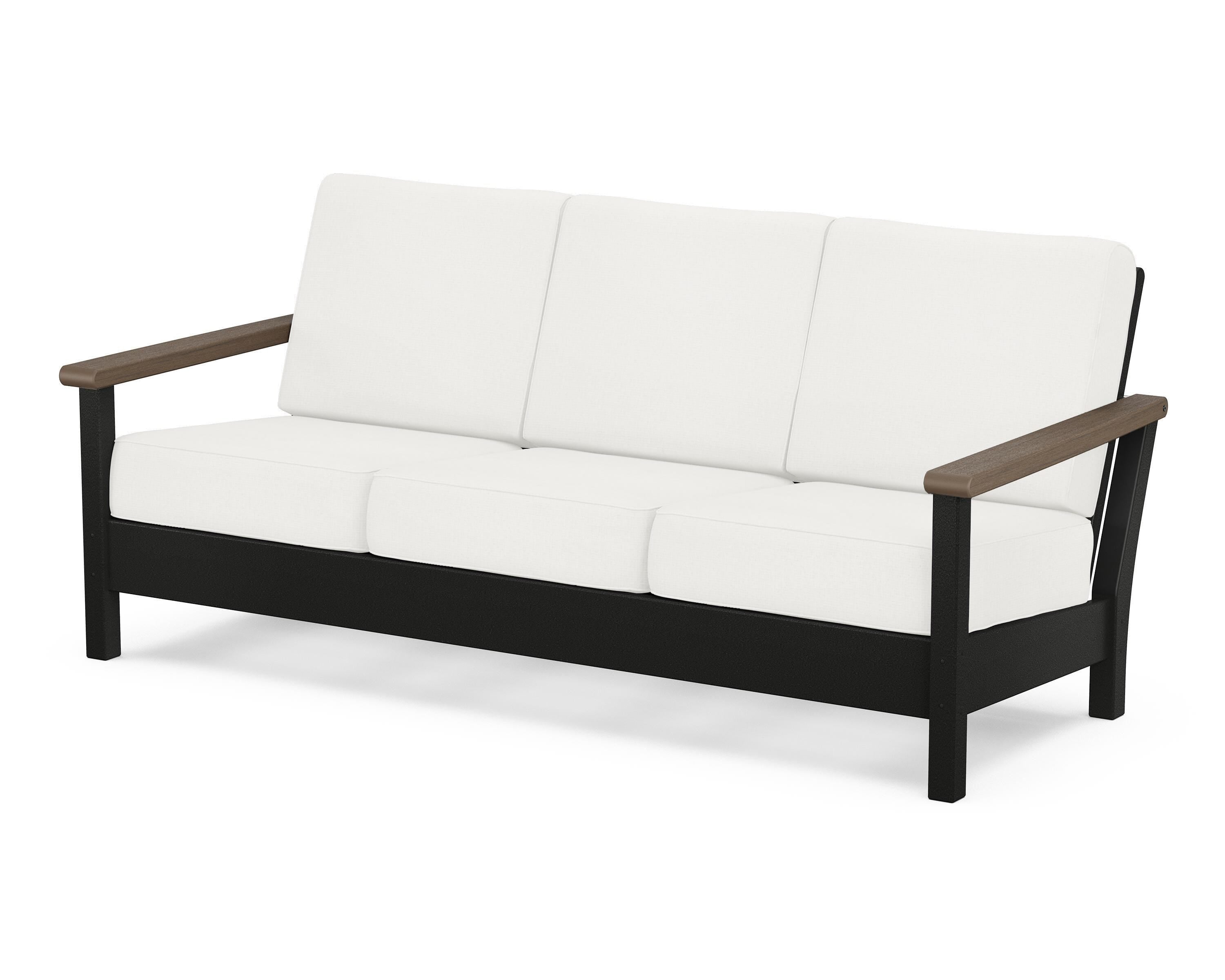 POLYWOOD® Harbour Deep Seating Sofa in Black / Kona / Natural Linen