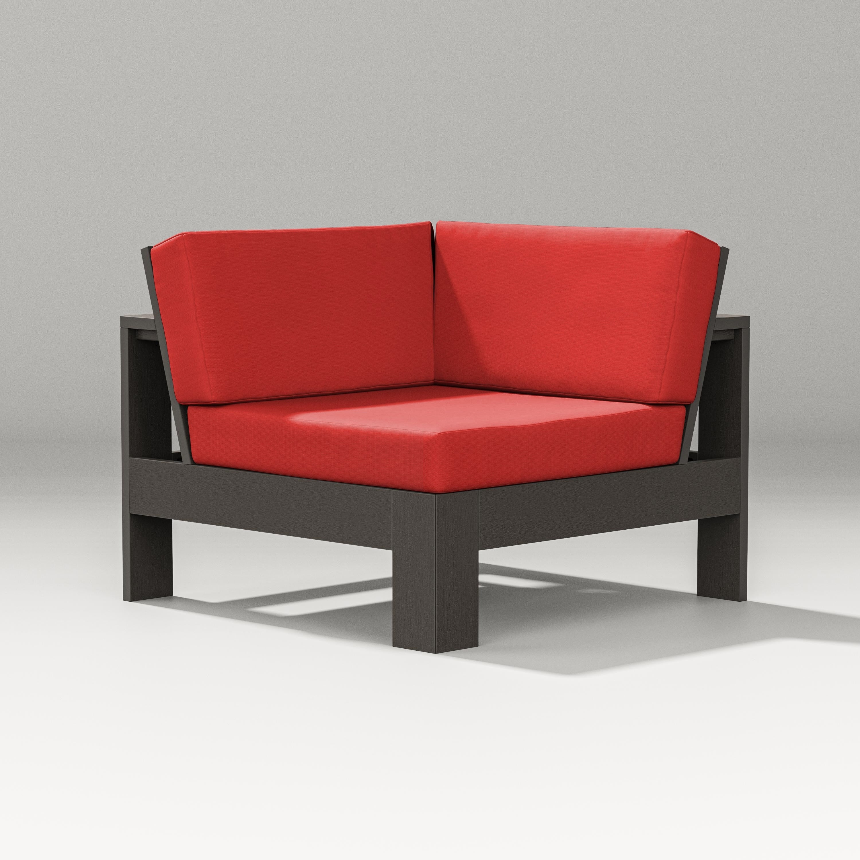 PW Designer Series Latitude Modular Corner Chair in Vintage Coffee / Crimson Linen