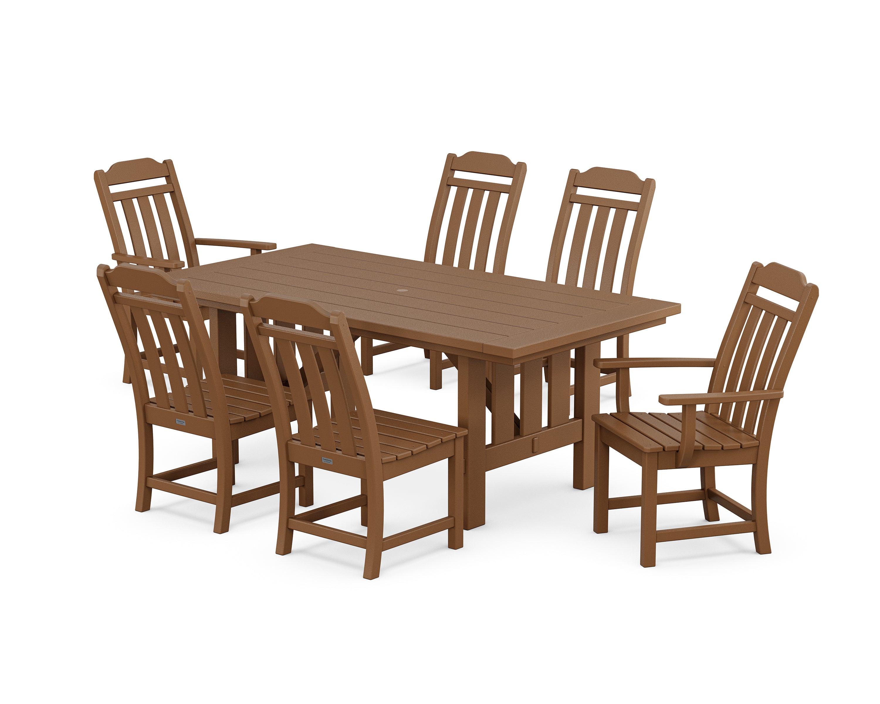 POLYWOOD® Cottage 7-Piece Dining Set with Mission Table in Teak