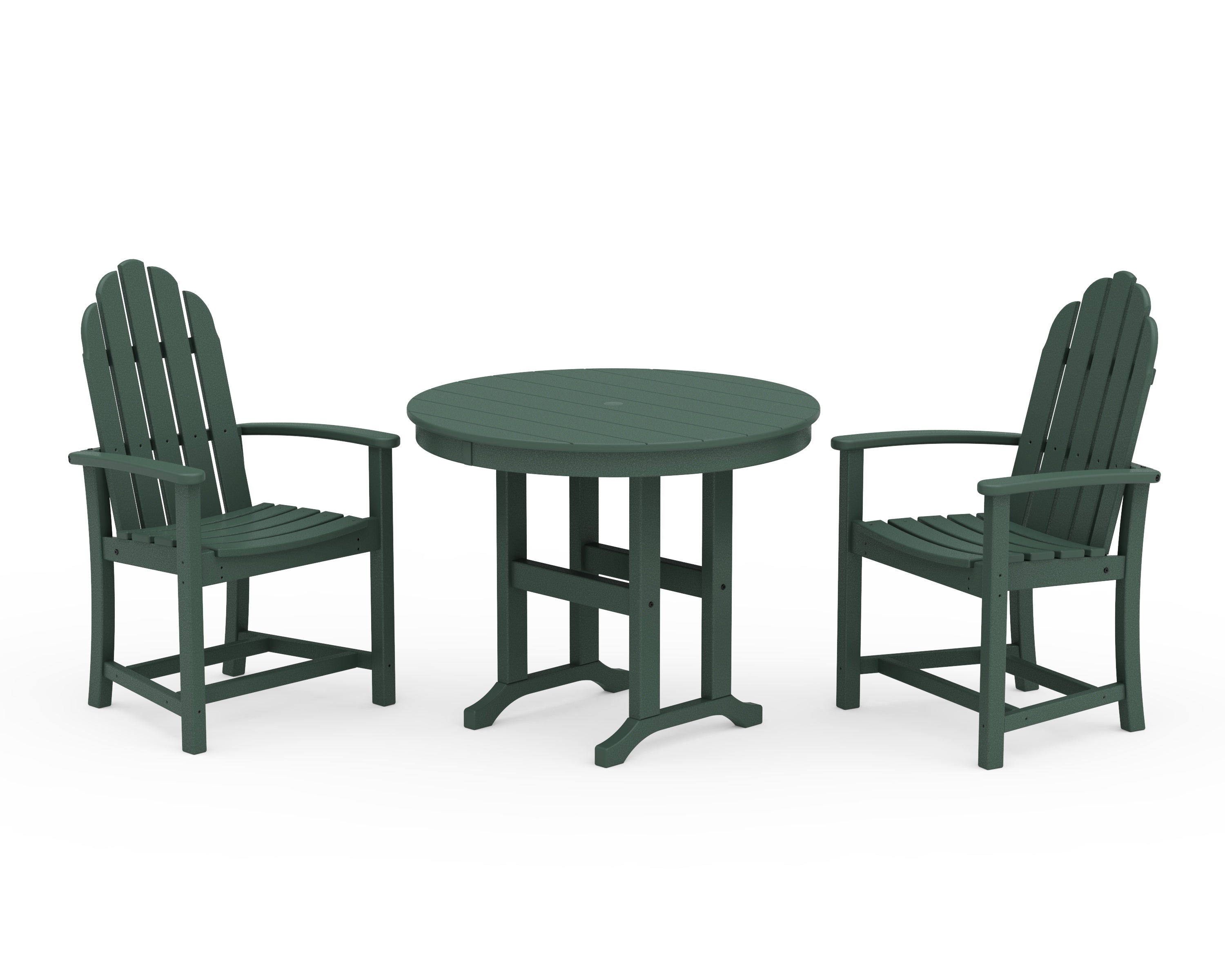 POLYWOOD® Classic Adirondack 3-Piece Round Dining Set in Green