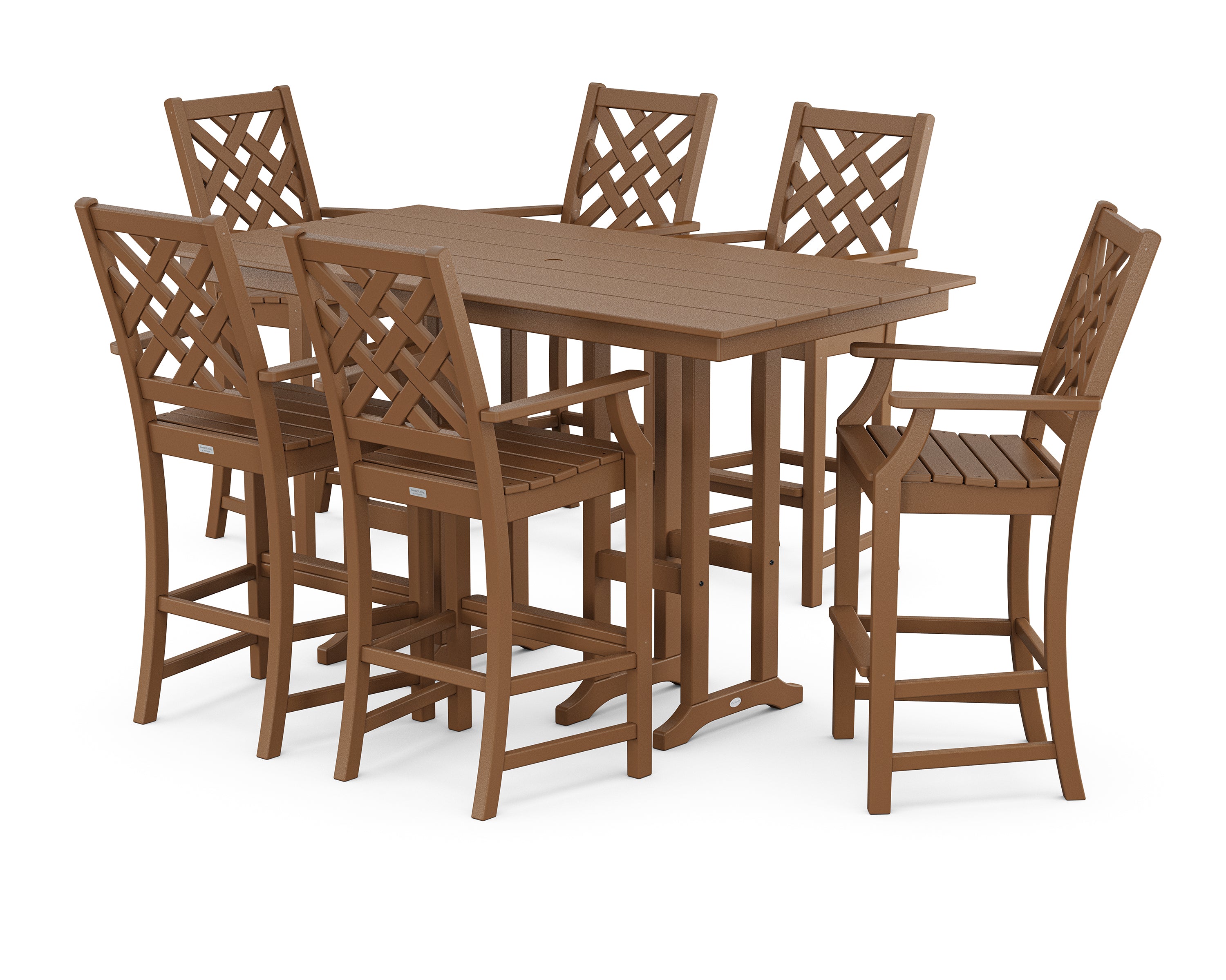 Country Living Wovendale Arm Chair 7-Piece Farmhouse Bar Set in Teak