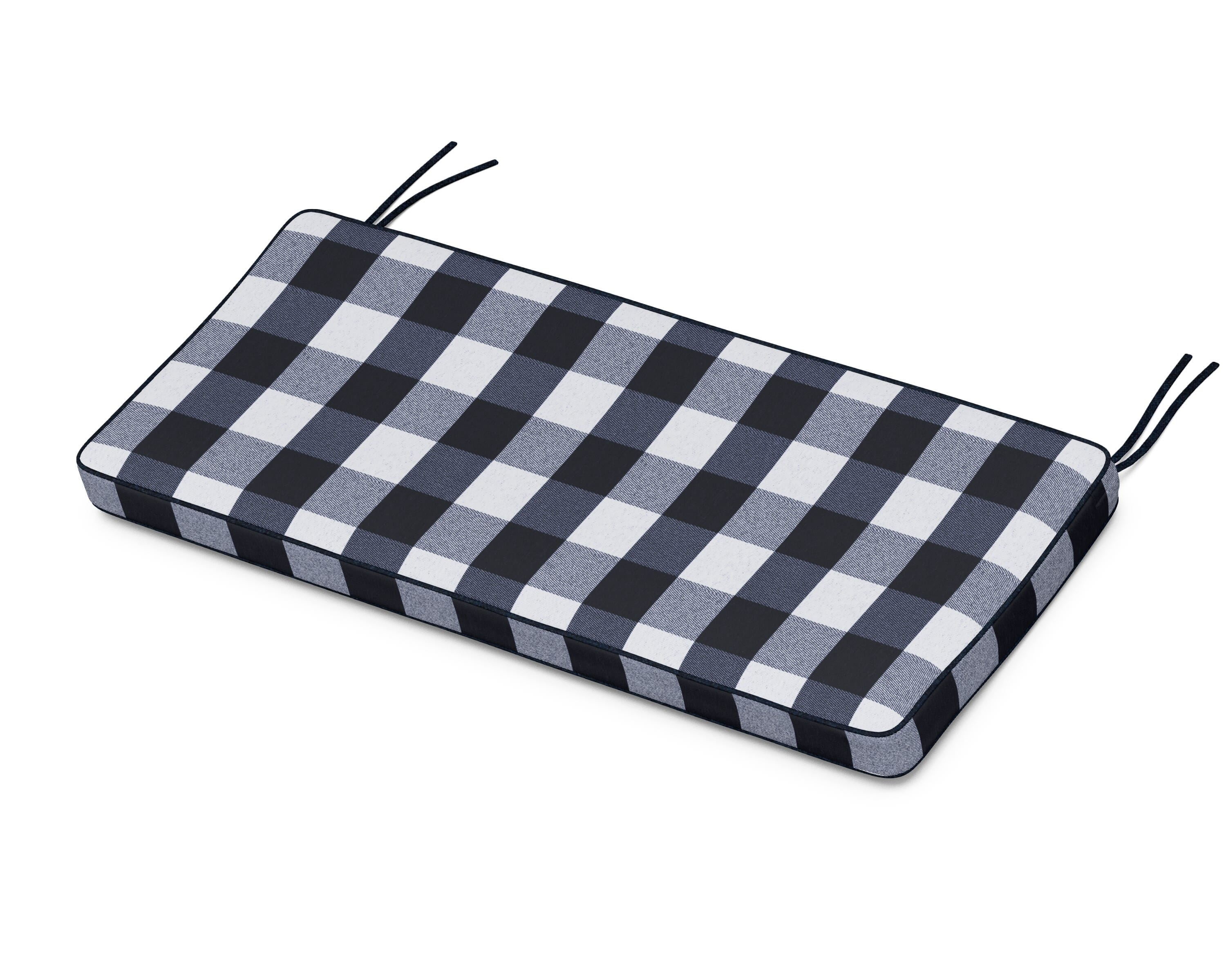 Martha Stewart by POLYWOOD® Chinoiserie Bench Seat Cushion in Buffalo Plaid Marine Indigo
