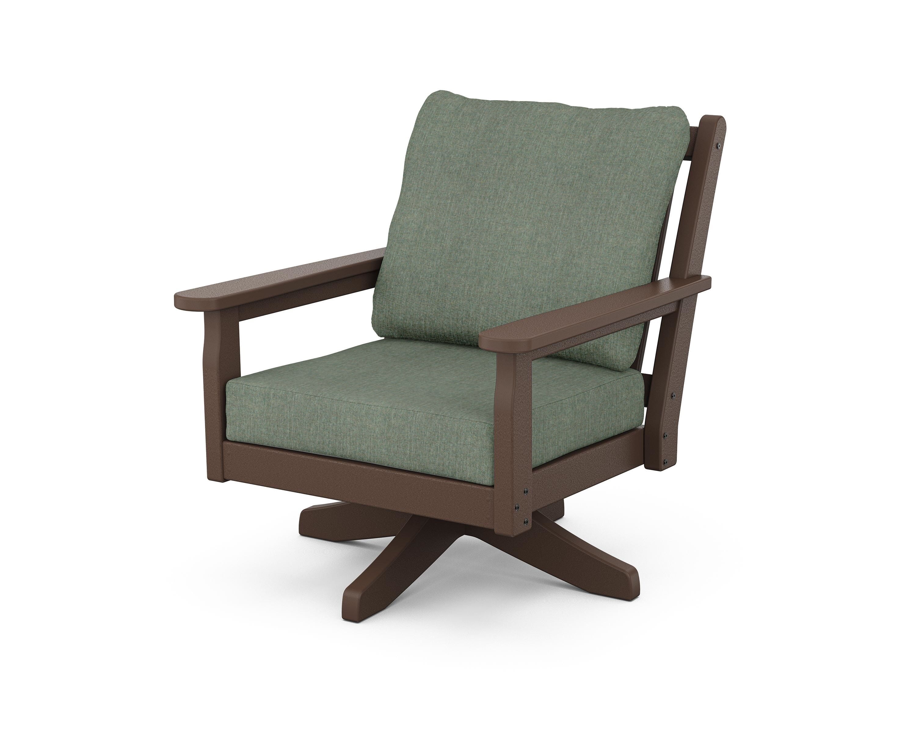 POLYWOOD® Chippendale Deep Seating Swivel Chair in Mahogany / Cast Sage
