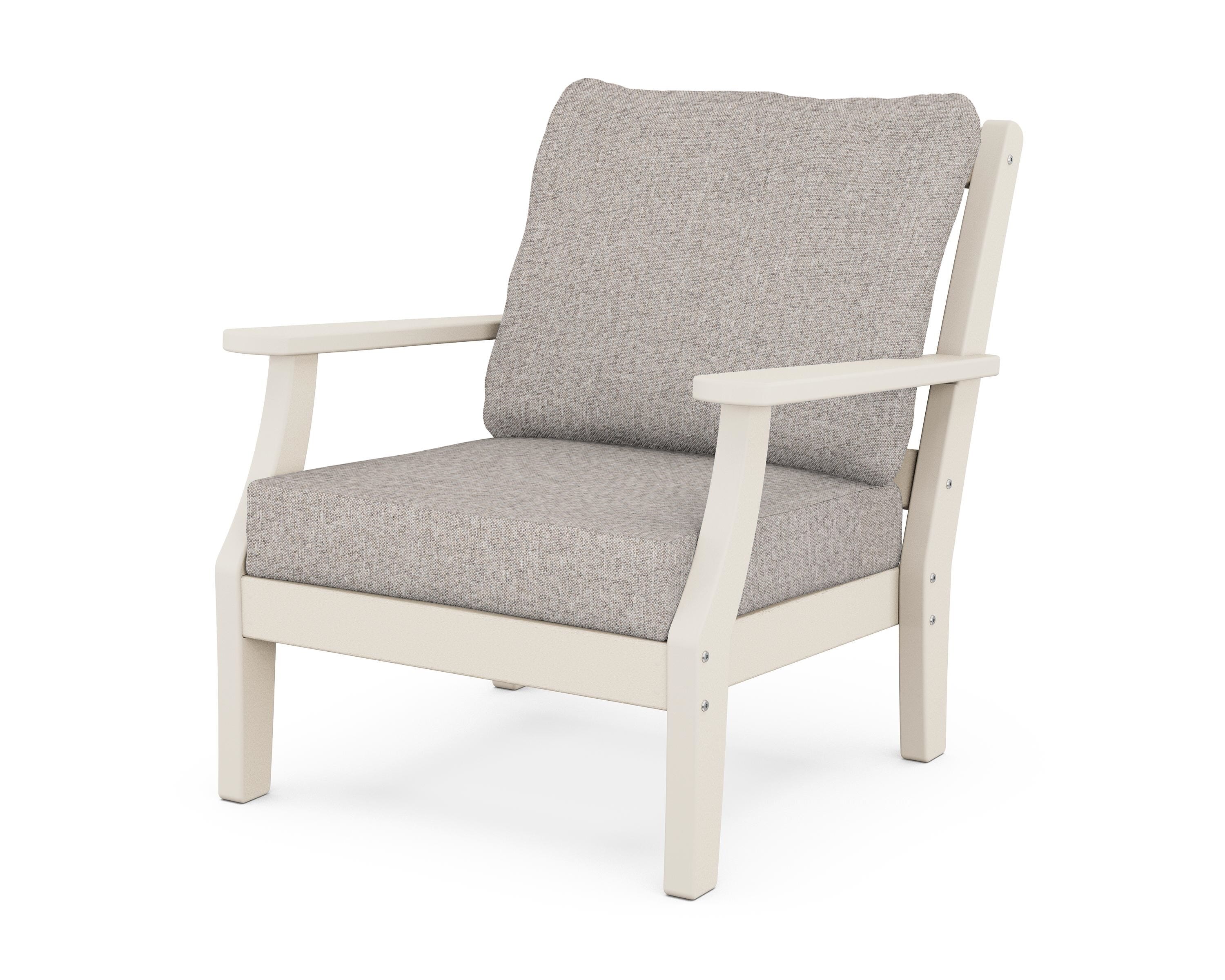 Martha Stewart by POLYWOOD® Chinoiserie Deep Seating Chair in Sand / Weathered Tweed
