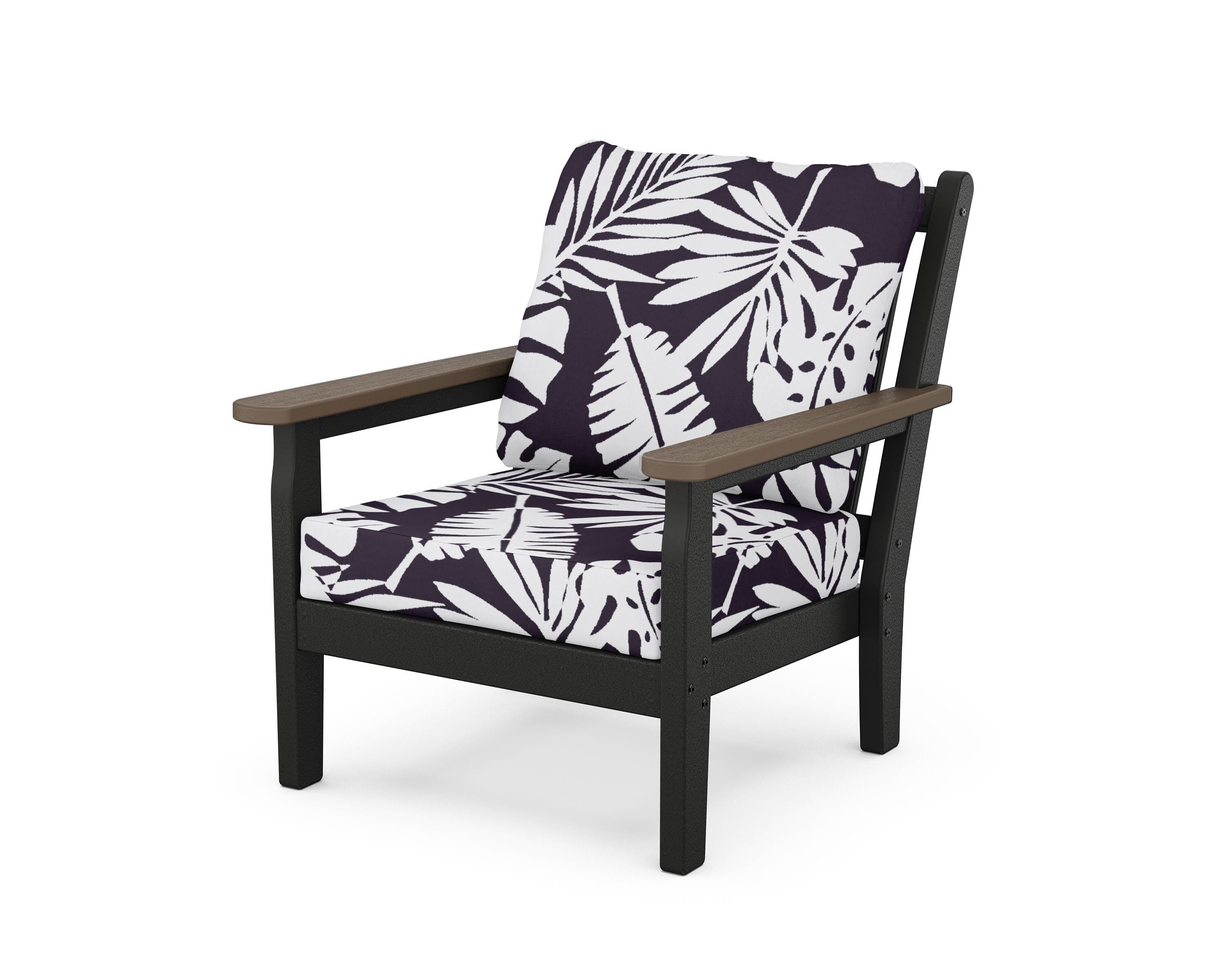 POLYWOOD® Chippendale Deep Seating Chair in Black / Kona / Leaf Navy