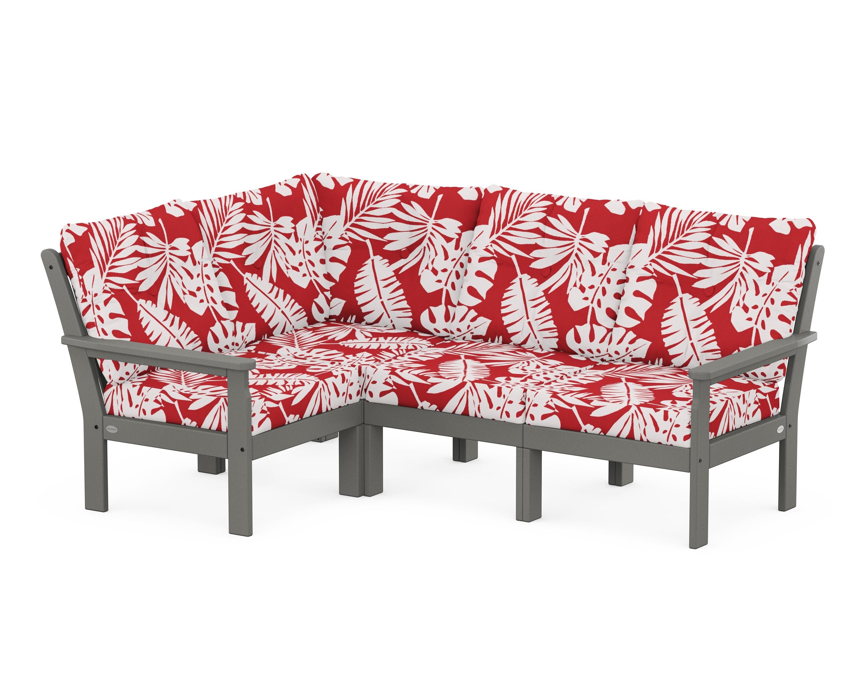 POLYWOOD® Vineyard 4-Piece Sectional in Slate Grey / Leaf Crimson