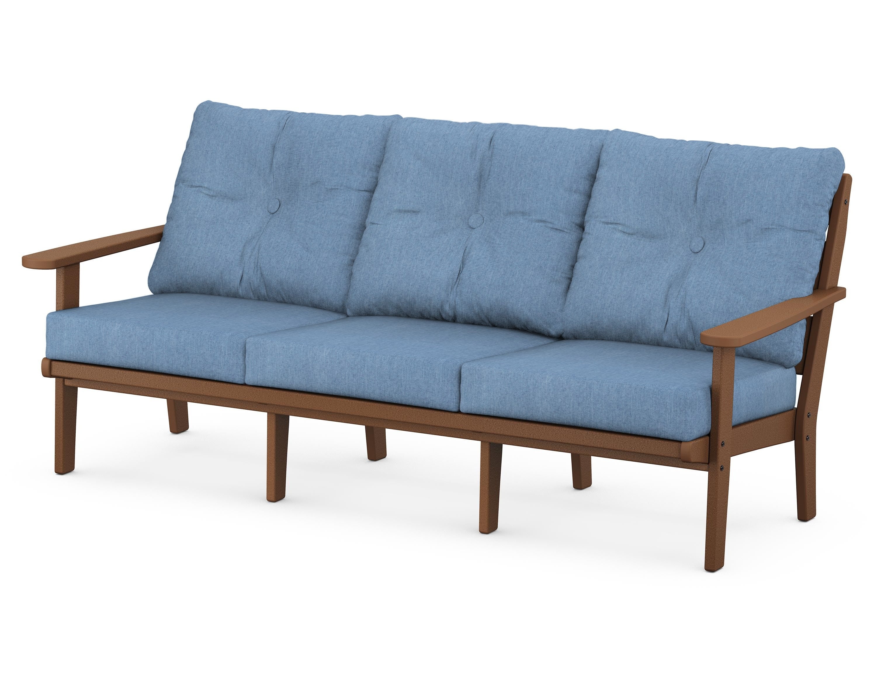 POLYWOOD® Lakeside Deep Seating Sofa in Teak / Sky Blue
