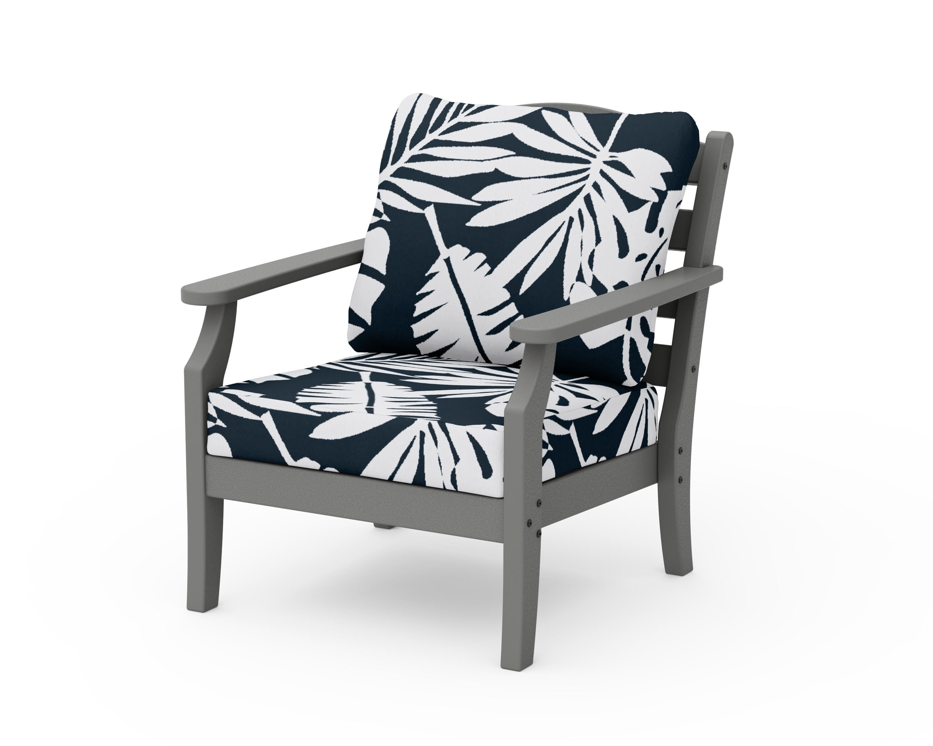 Draper James™ by POLYWOOD® Savannah Deep Seating Chair in Slate Grey / Leaf Marine Indigo