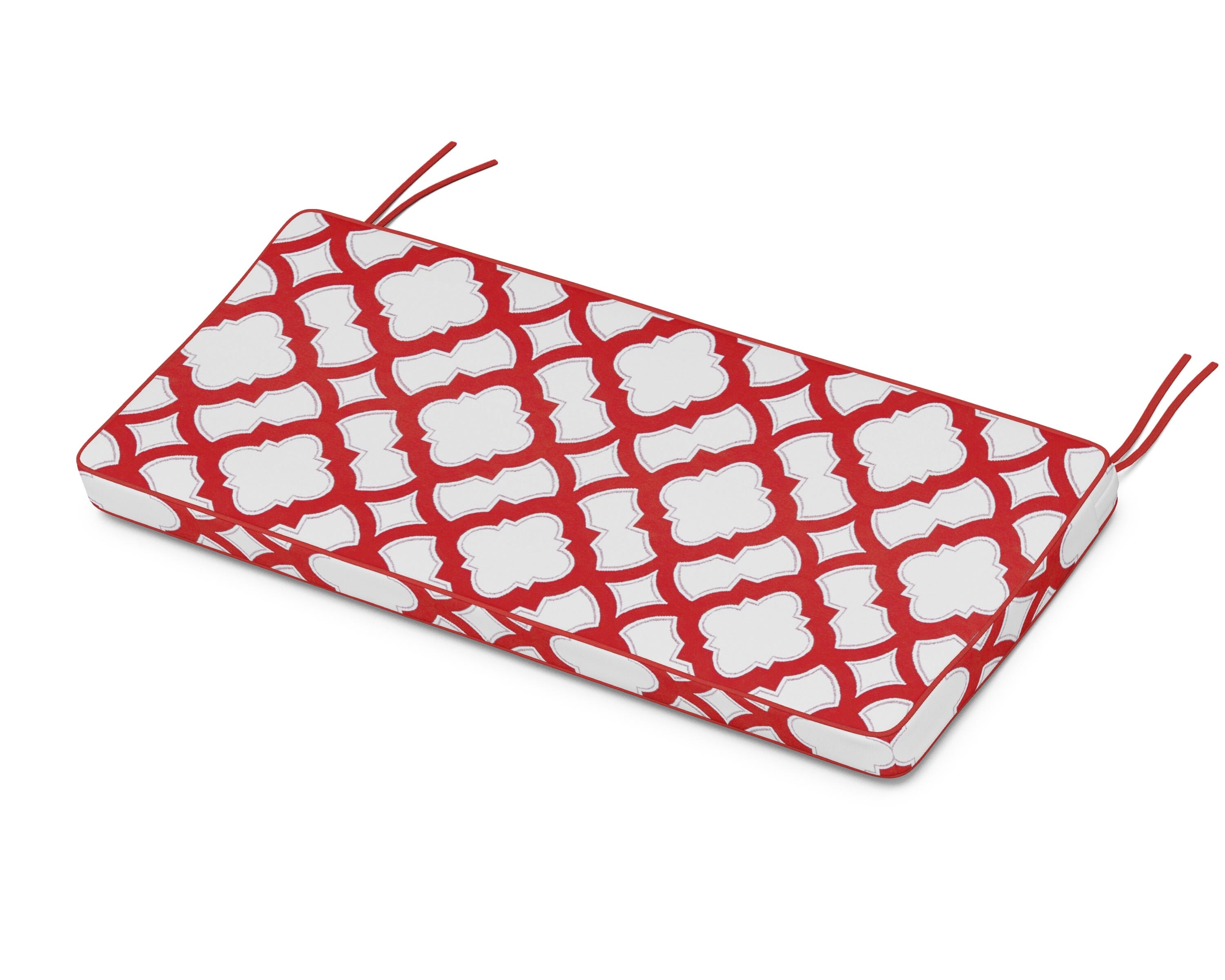 Martha Stewart by POLYWOOD® Chinoiserie Bench Seat Cushion in Trellis Crimson
