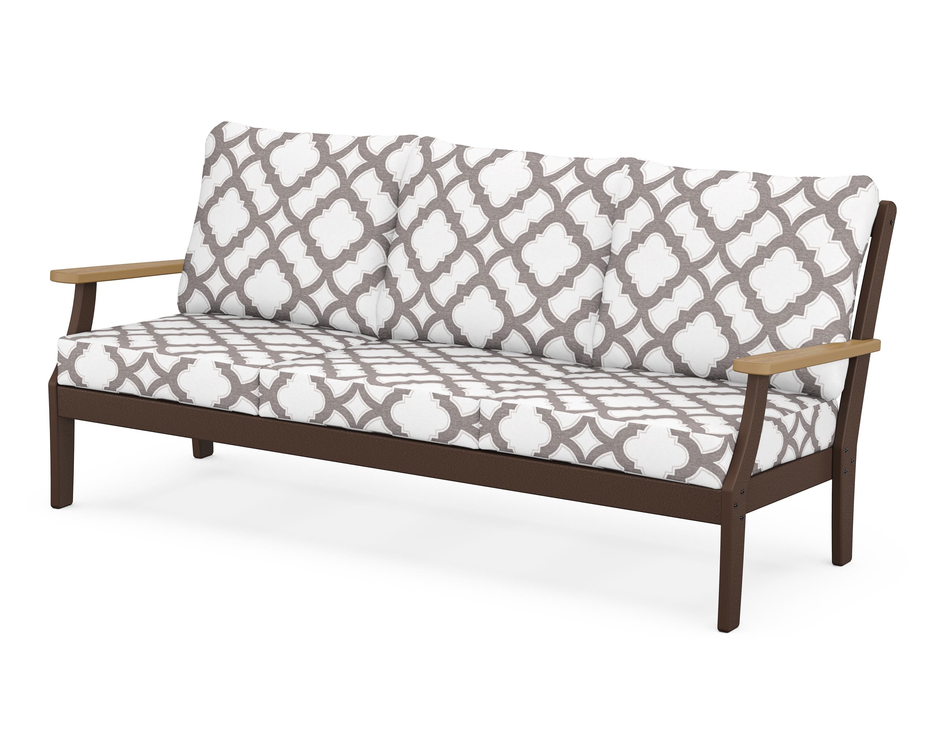 POLYWOOD® Braxton Deep Seating Sofa in Mahogany / Natural / Trellis Grey Mist