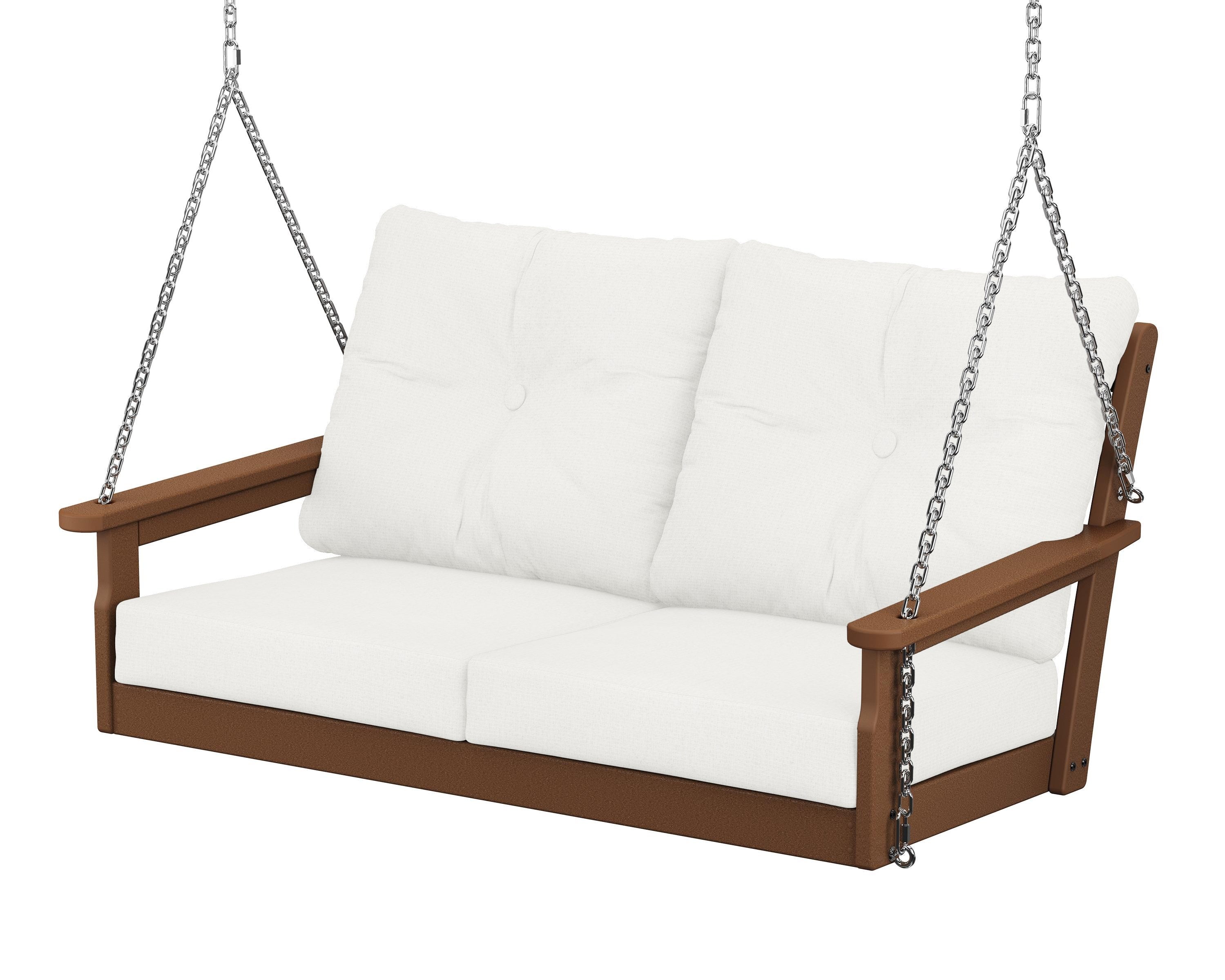 POLYWOOD® Vineyard Deep Seating Swing in Teak / Natural Linen