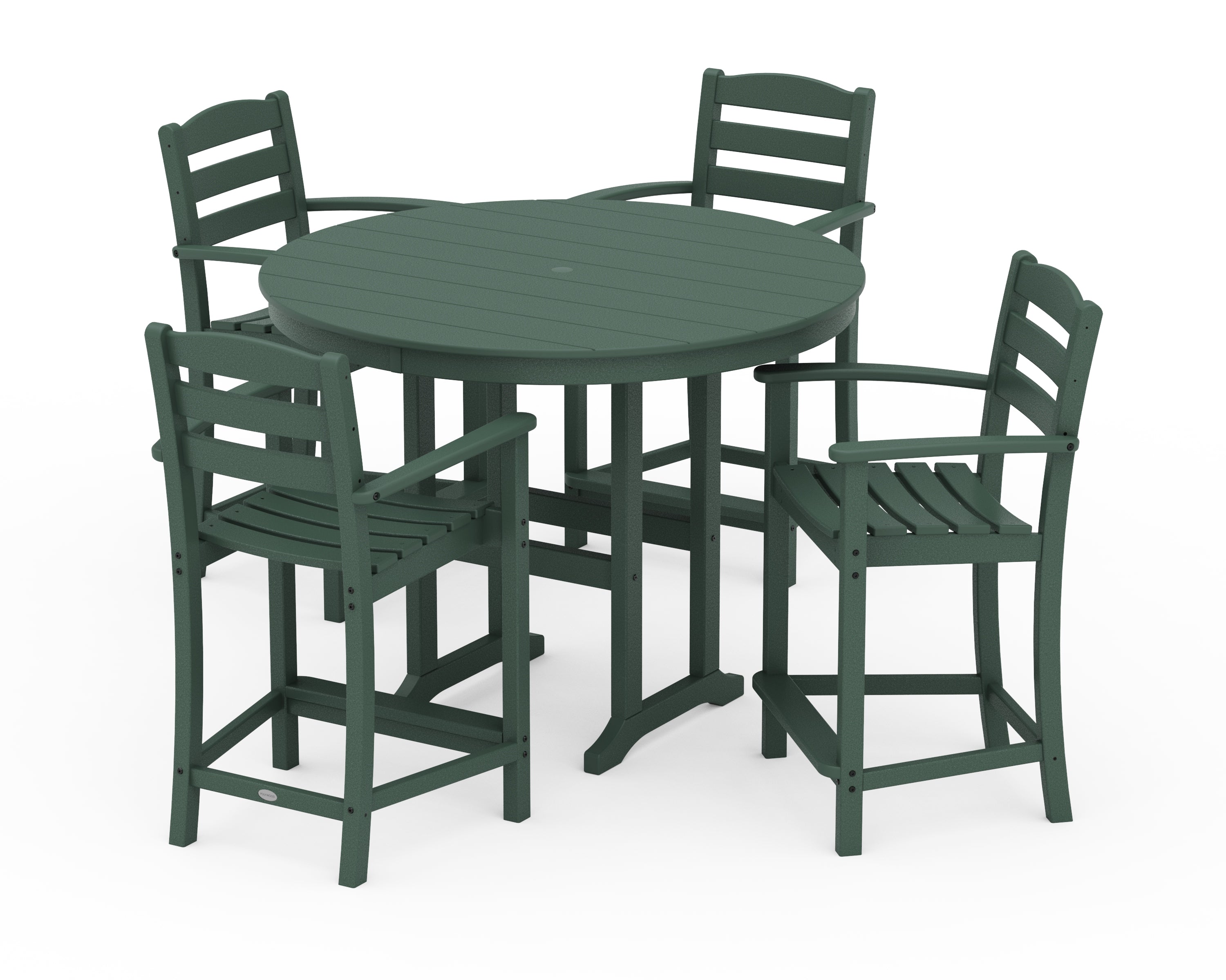 POLYWOOD® La Casa Café 5-Piece Round Farmhouse Counter Set in Green