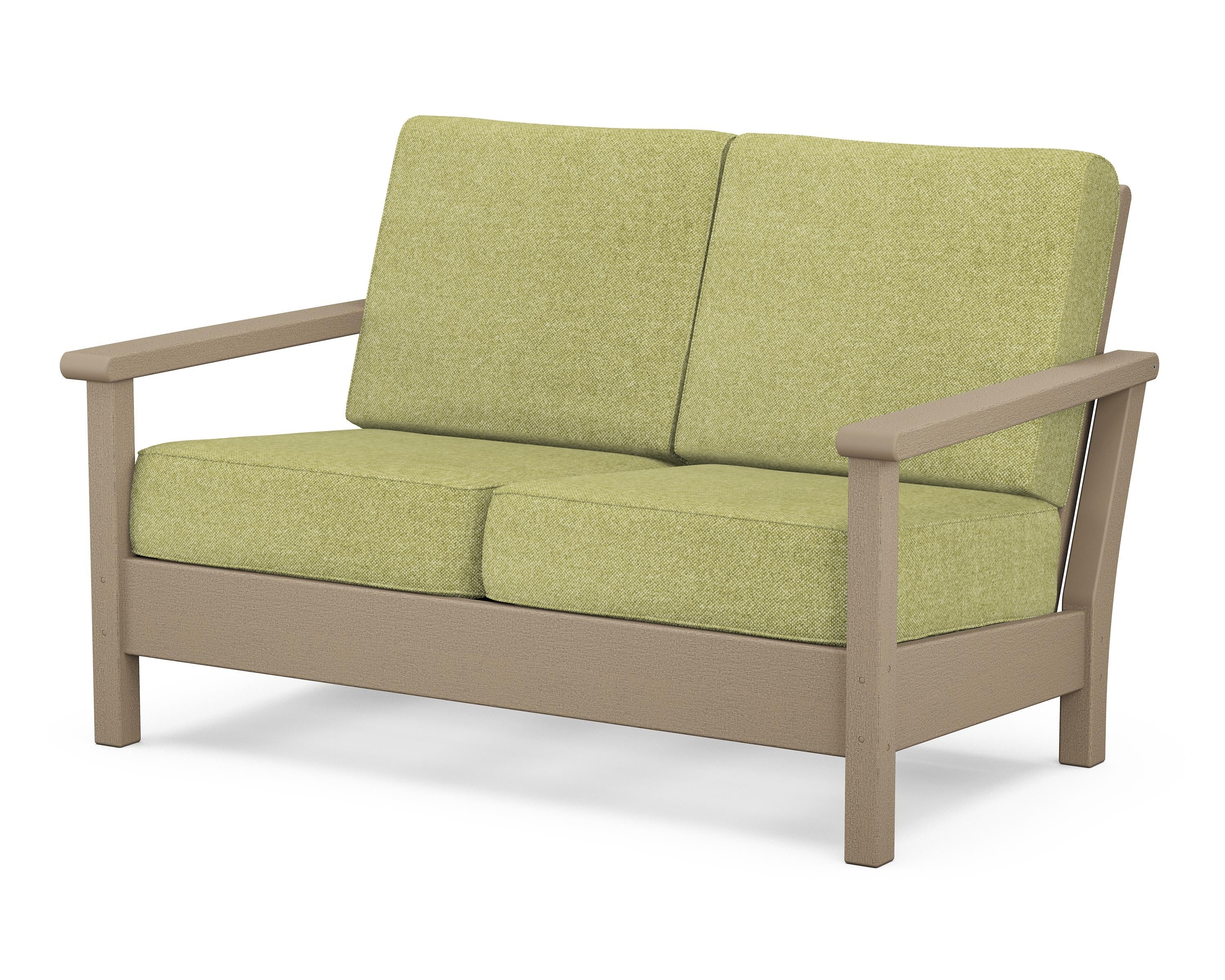 POLYWOOD® Harbour Deep Seating Loveseat in Vintage Sahara / Chartreuse Boucle