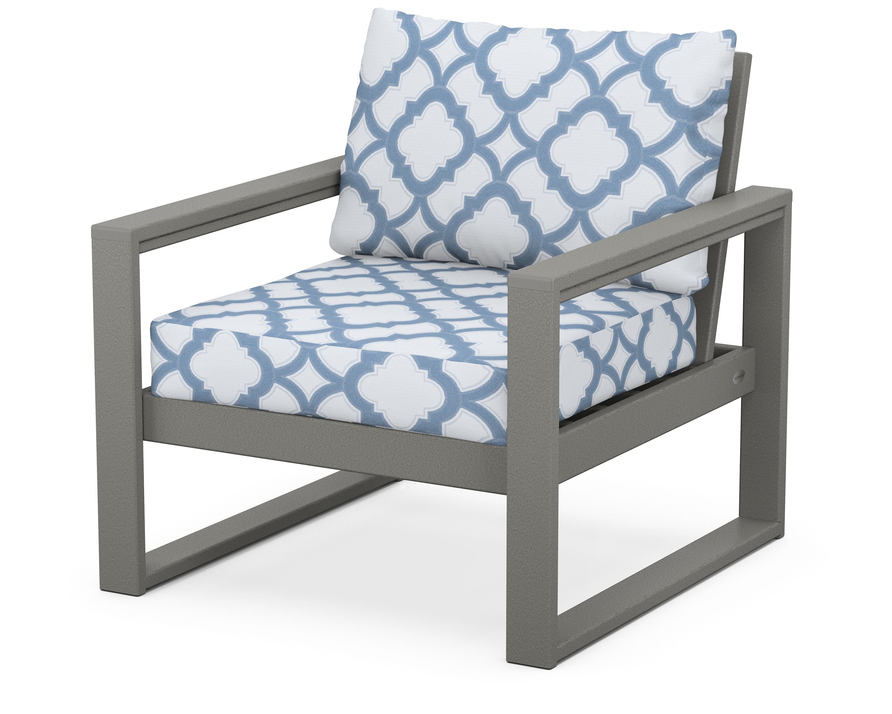 POLYWOOD® EDGE Club Chair in Slate Grey / Trellis Sky Blue