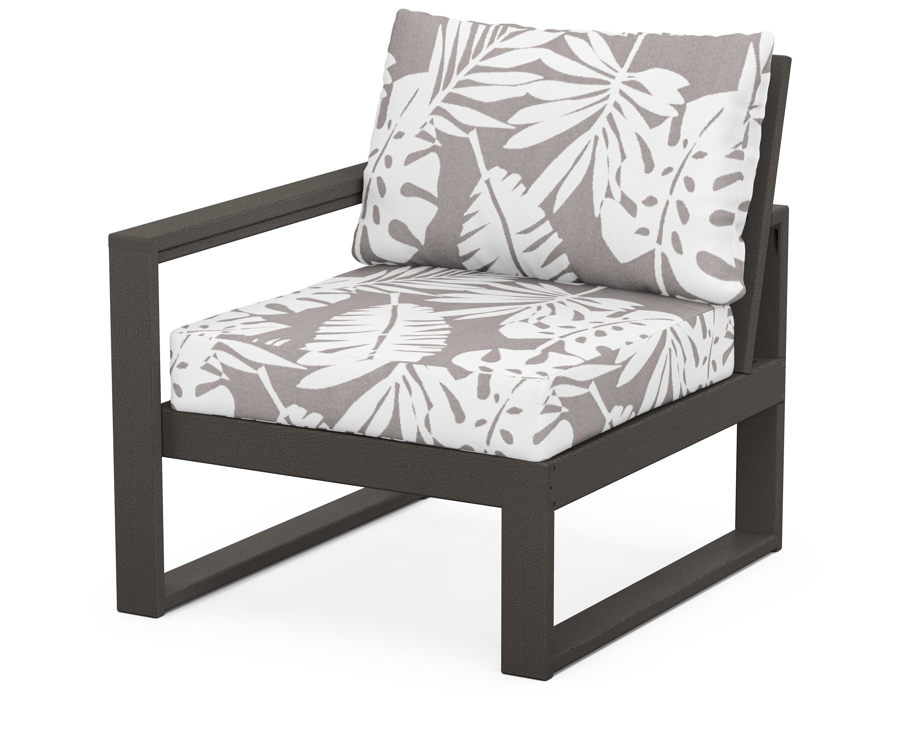 POLYWOOD® EDGE Modular Left Arm Chair in Vintage Coffee / Leaf Grey Mist