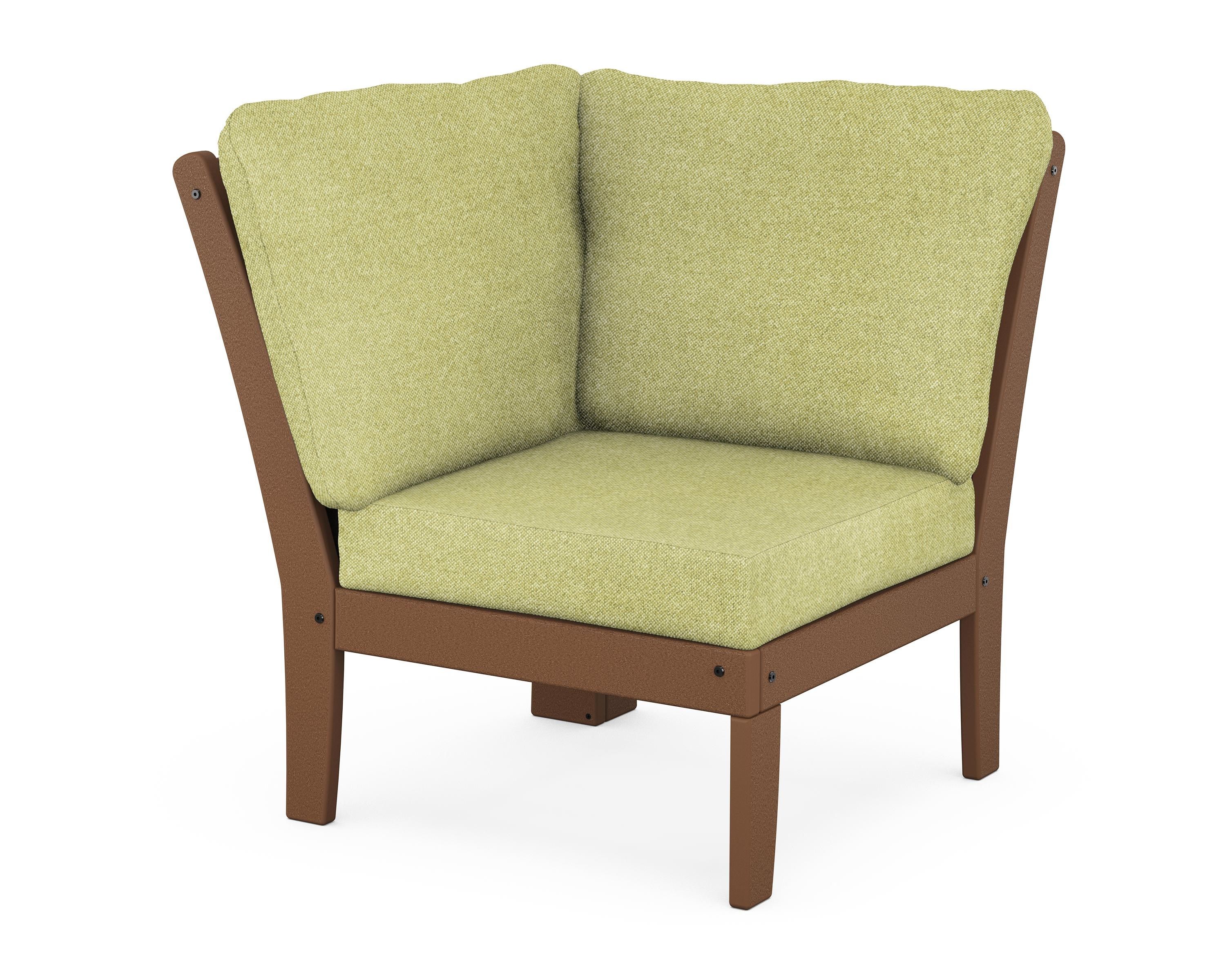 POLYWOOD® Braxton Modular Corner Chair in Teak / Chartreuse Boucle