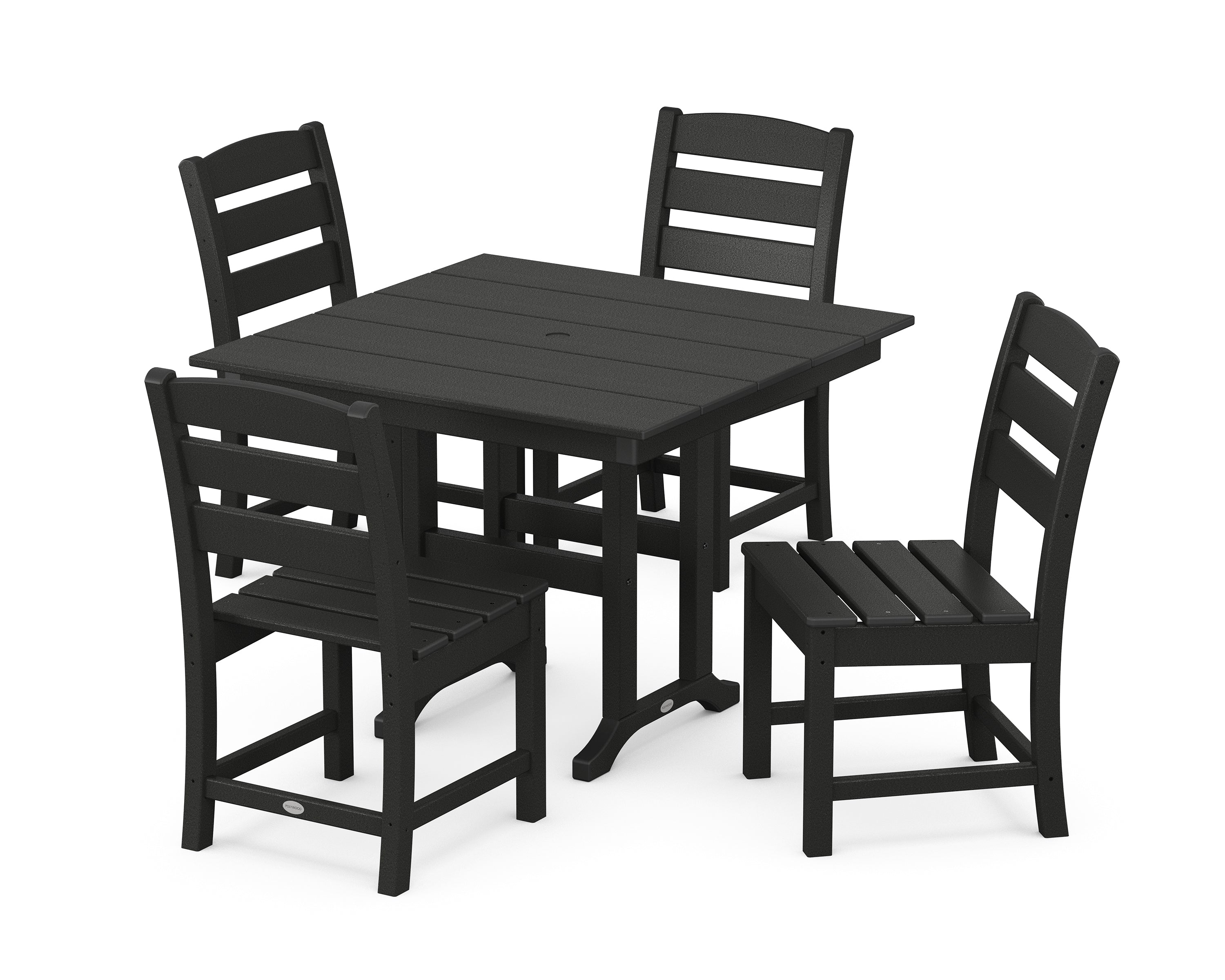 POLYWOOD® Lakeside Side Chair 5-Piece Farmhouse Dining Set in Black