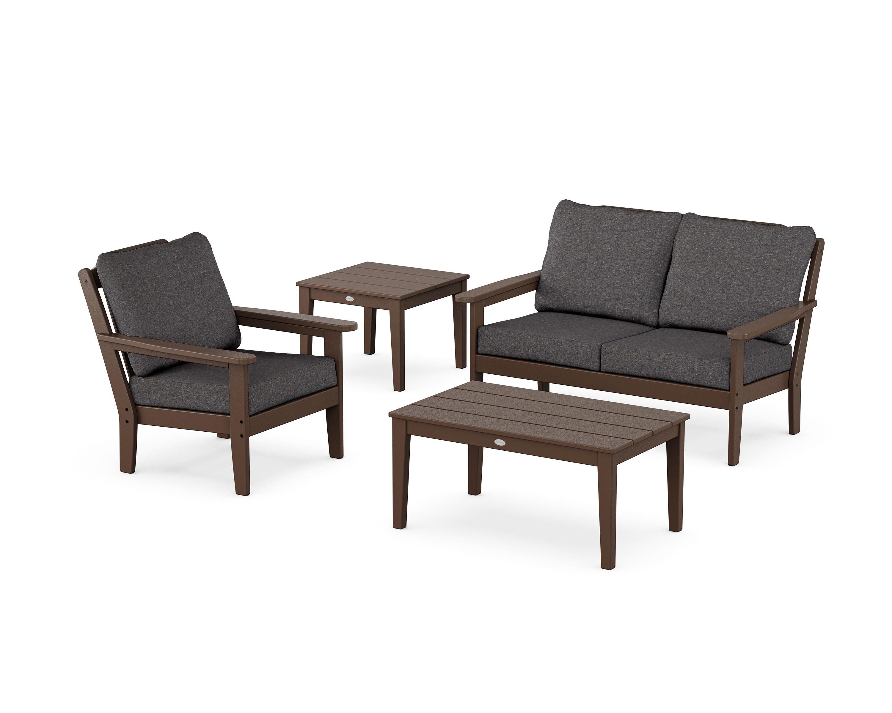 Country Living Wovendale 4-Piece Deep Seating Set in Mahogany / Ash Charcoal
