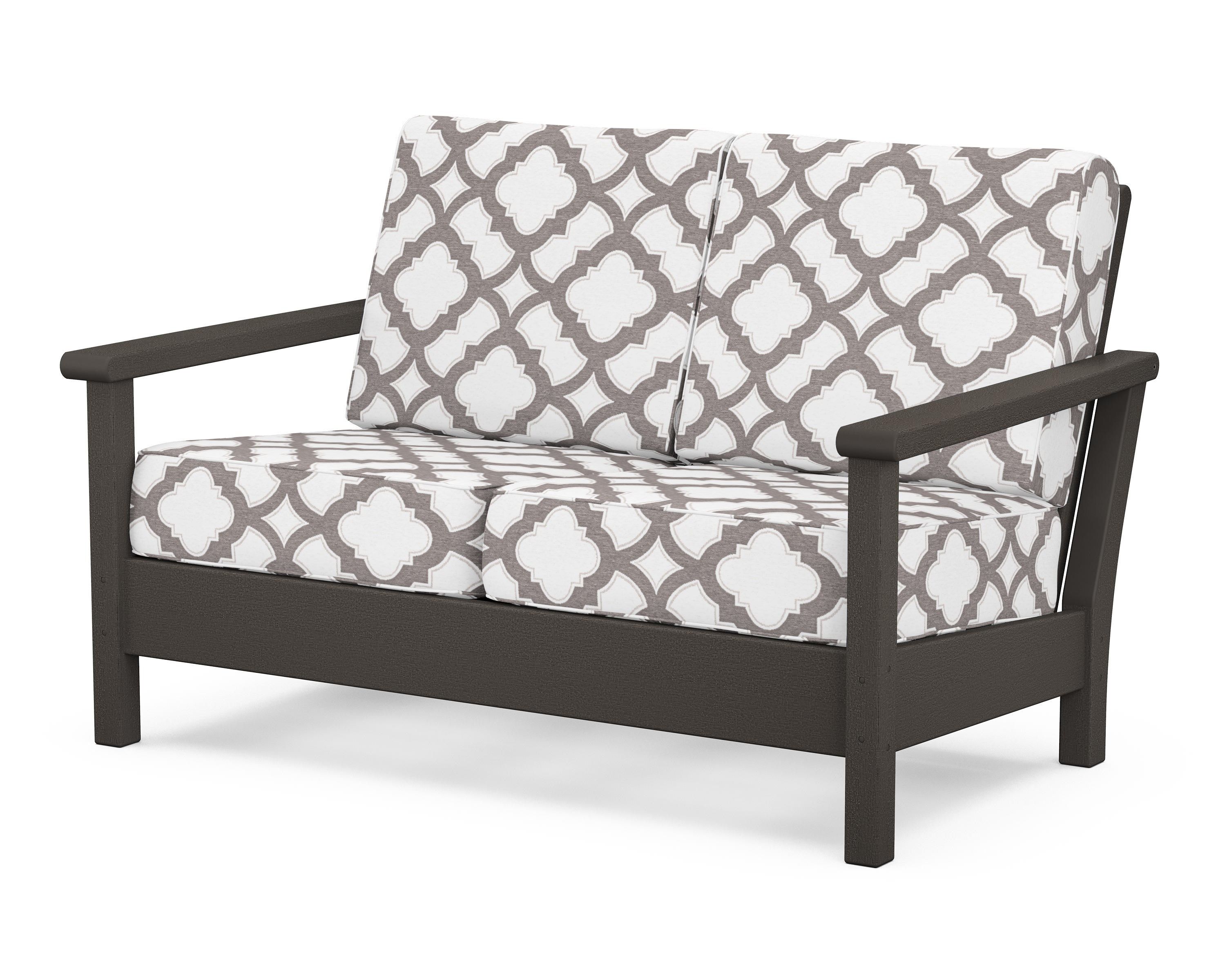 POLYWOOD® Harbour Deep Seating Loveseat in Vintage Coffee / Trellis Grey Mist
