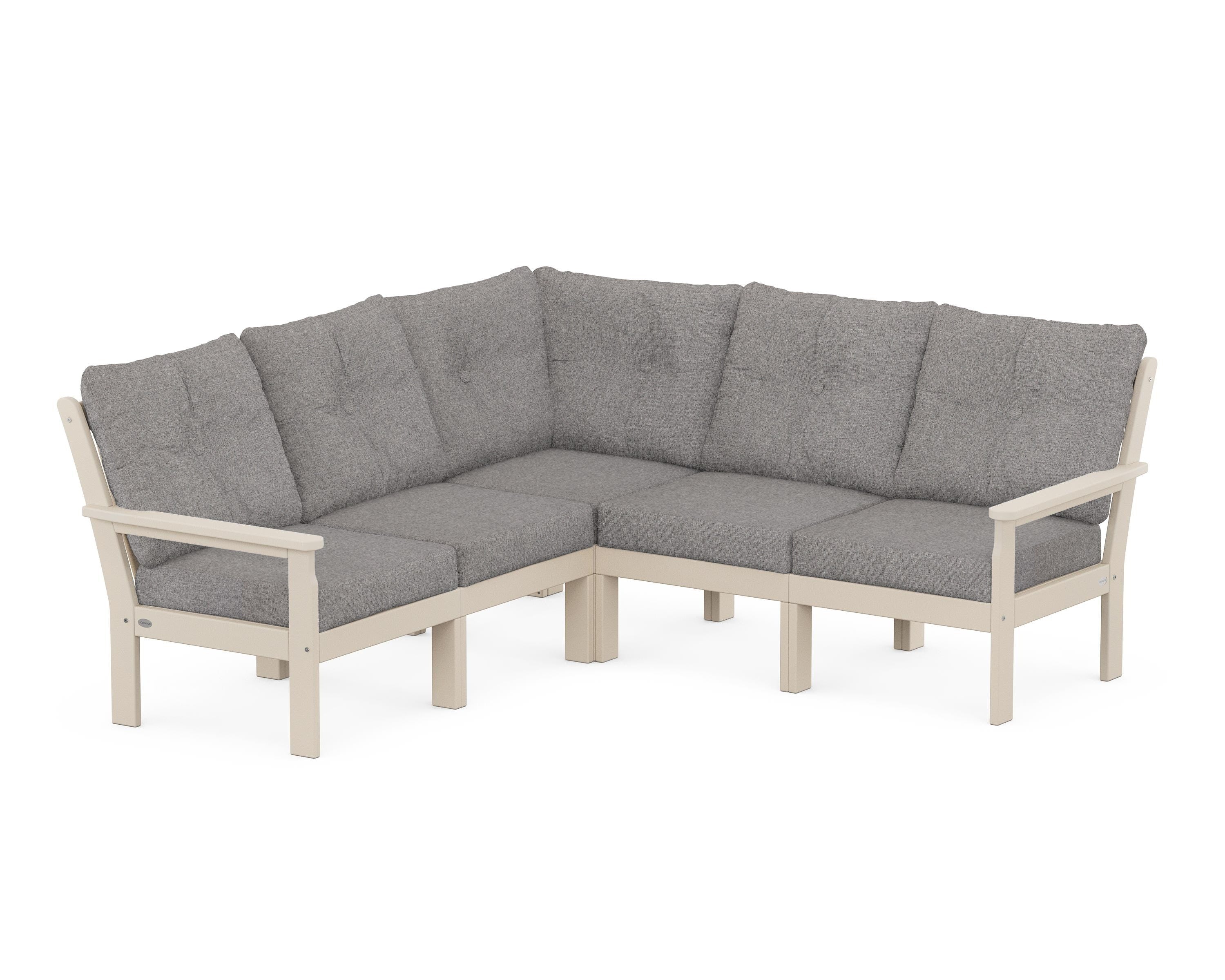 POLYWOOD® Vineyard 5-Piece Sectional in Sand / Grey Mist