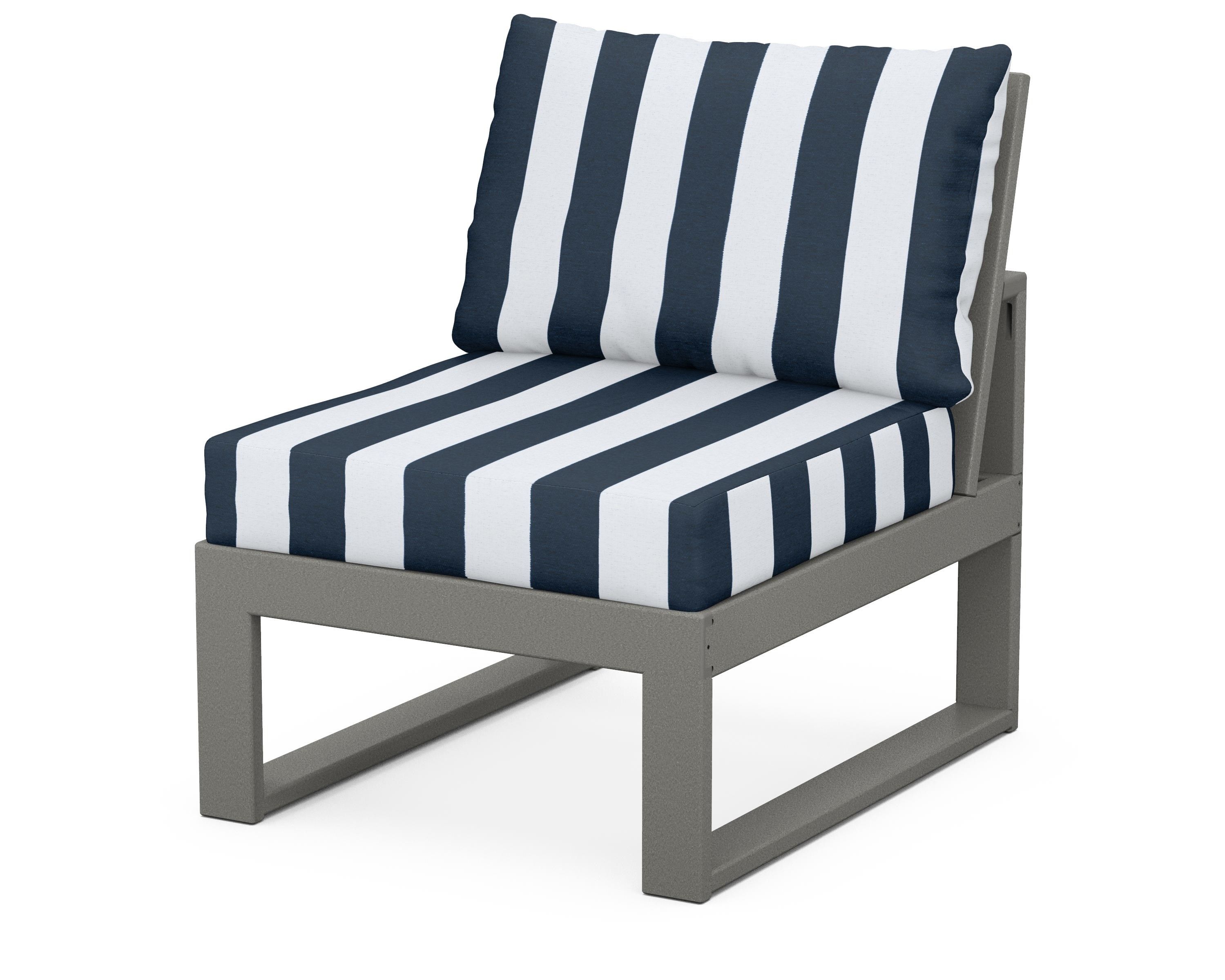 Unbranded Modular Armless Chair in Slate Grey / Cabana Stripe Marine Indigo