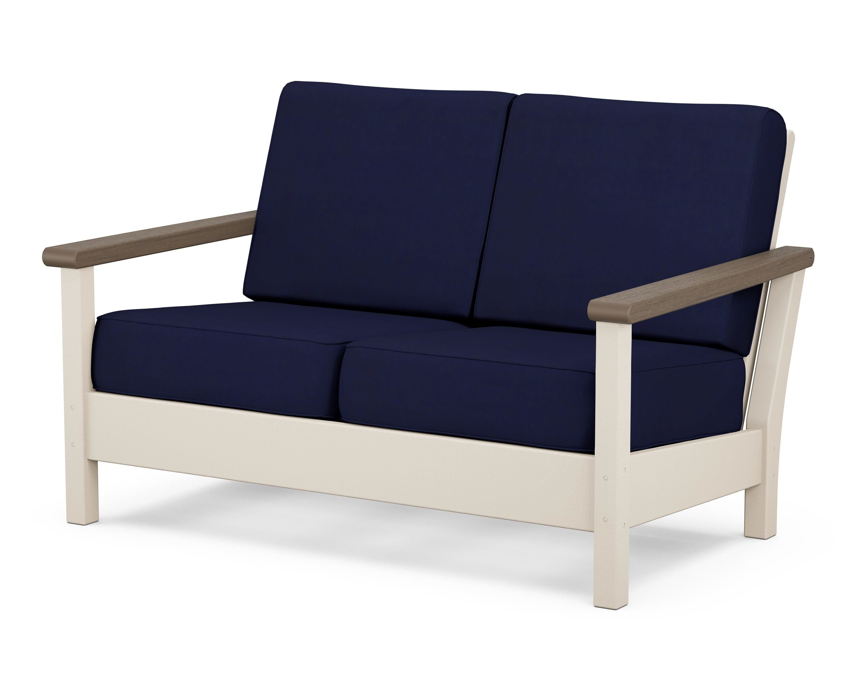 POLYWOOD® Harbour Deep Seating Loveseat in Sand / Kona / Navy