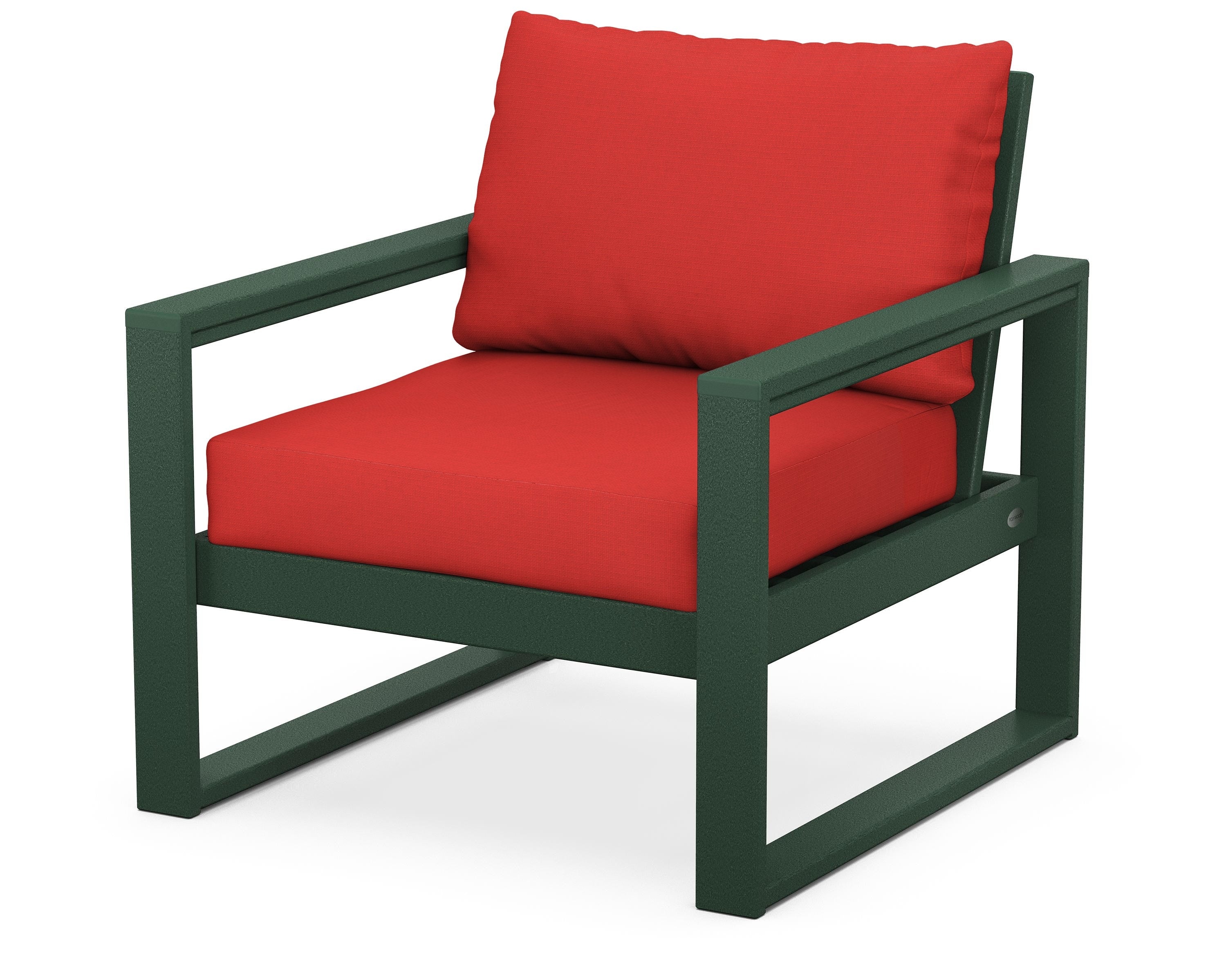 POLYWOOD® EDGE Club Chair in Green / Crimson Linen