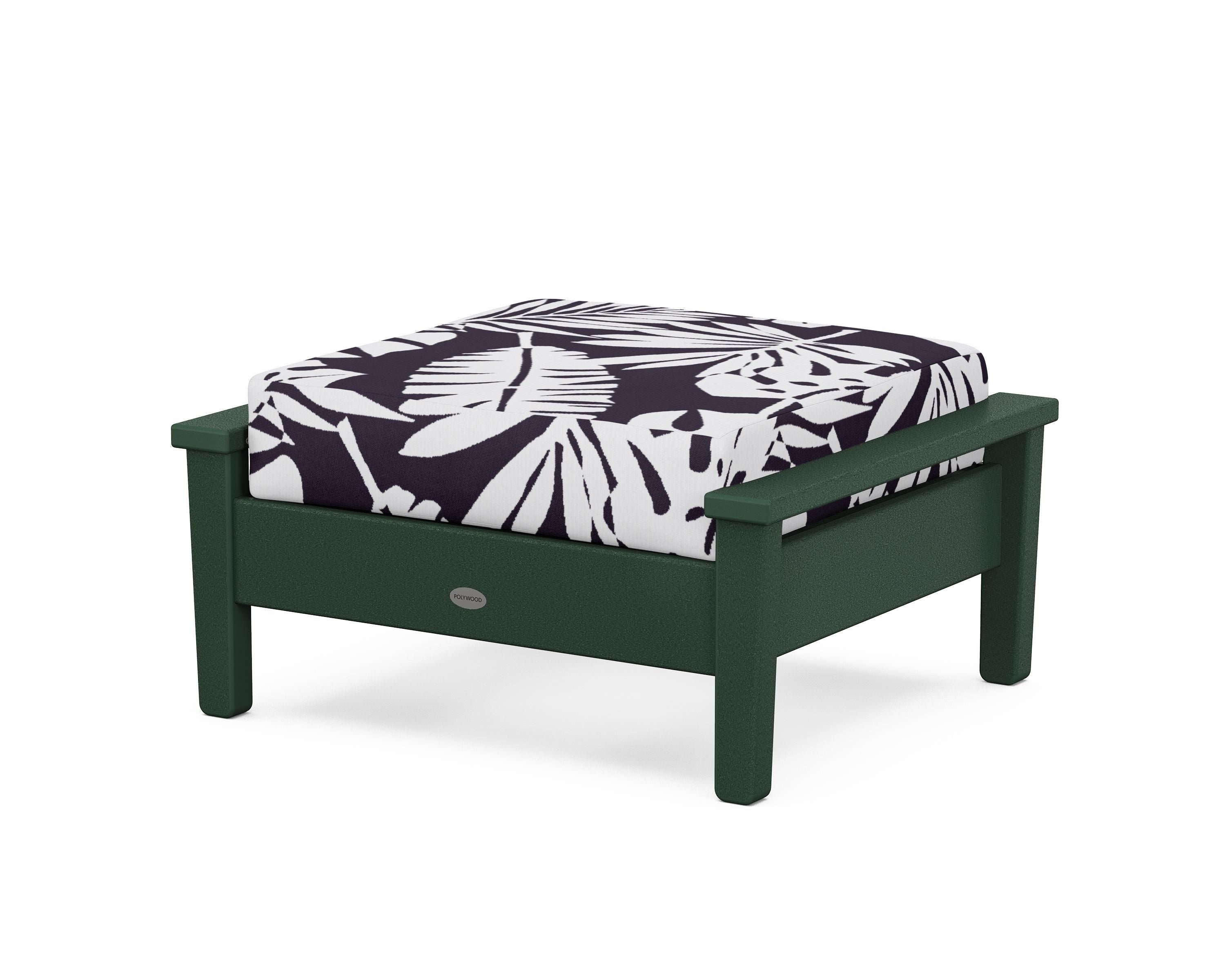 POLYWOOD® Prescott Deep Seating Ottoman in Green / Leaf Navy