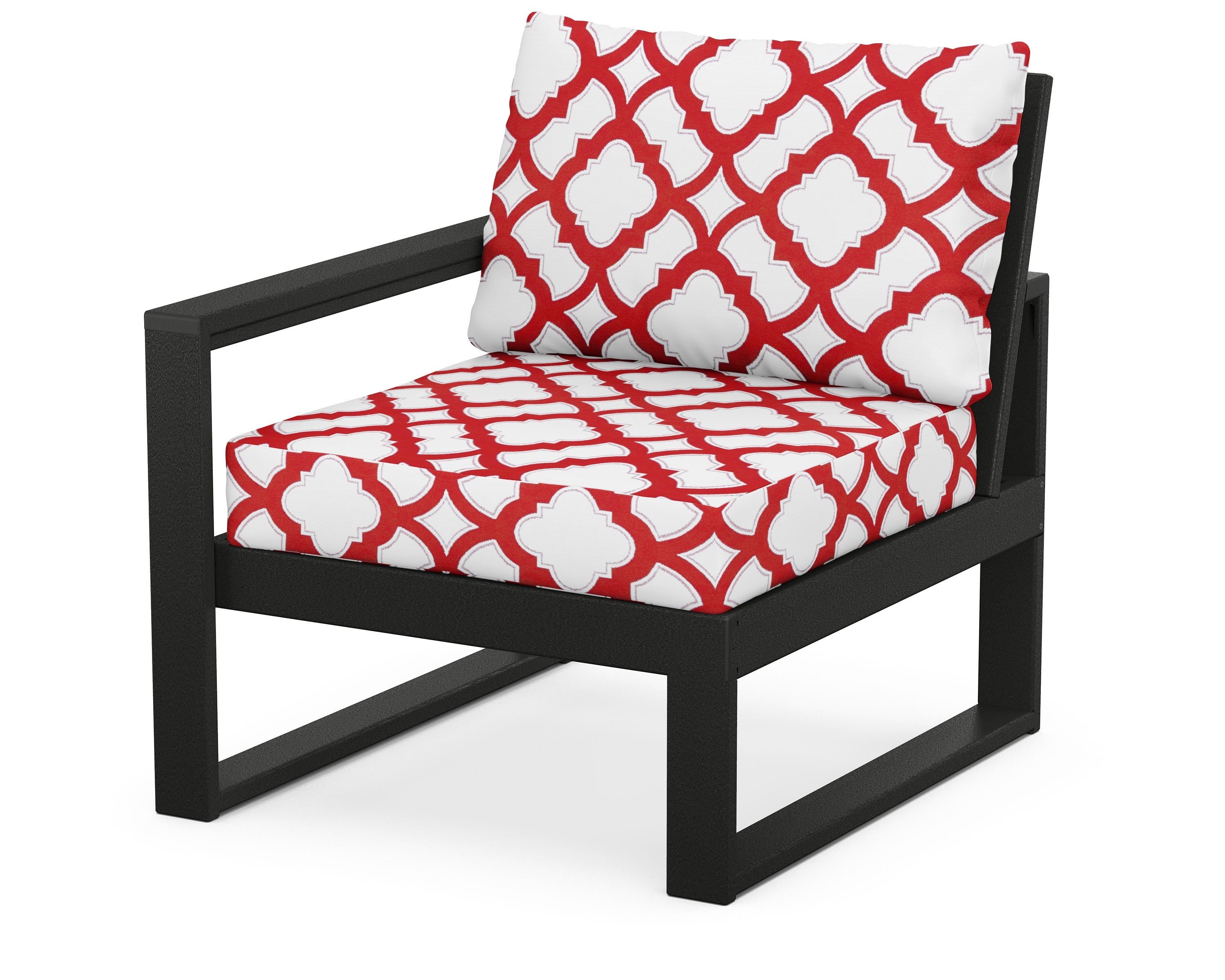 POLYWOOD® EDGE Modular Left Arm Chair in Black / Trellis Crimson