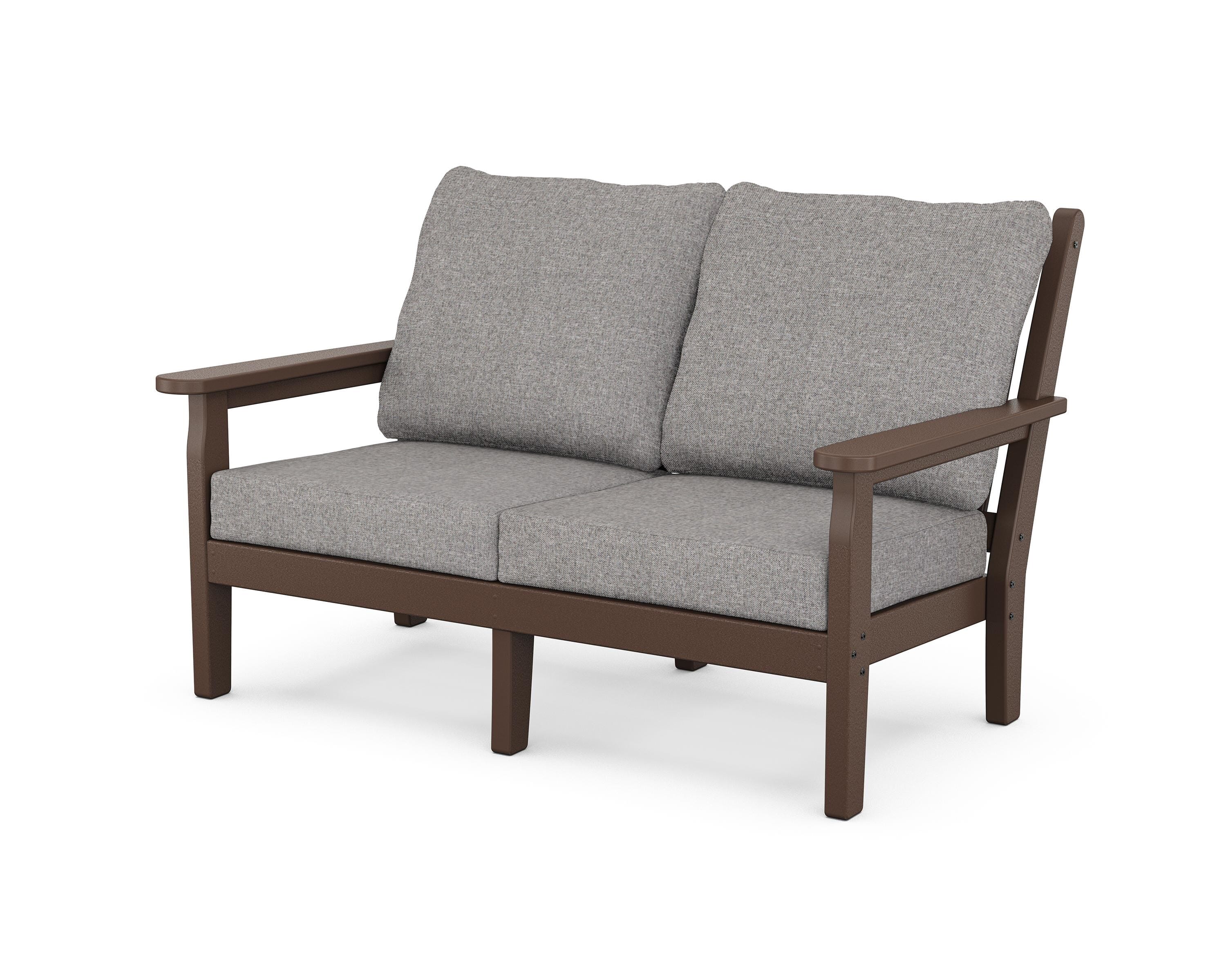POLYWOOD® Chippendale Deep Seating Loveseat in Mahogany / Grey Mist
