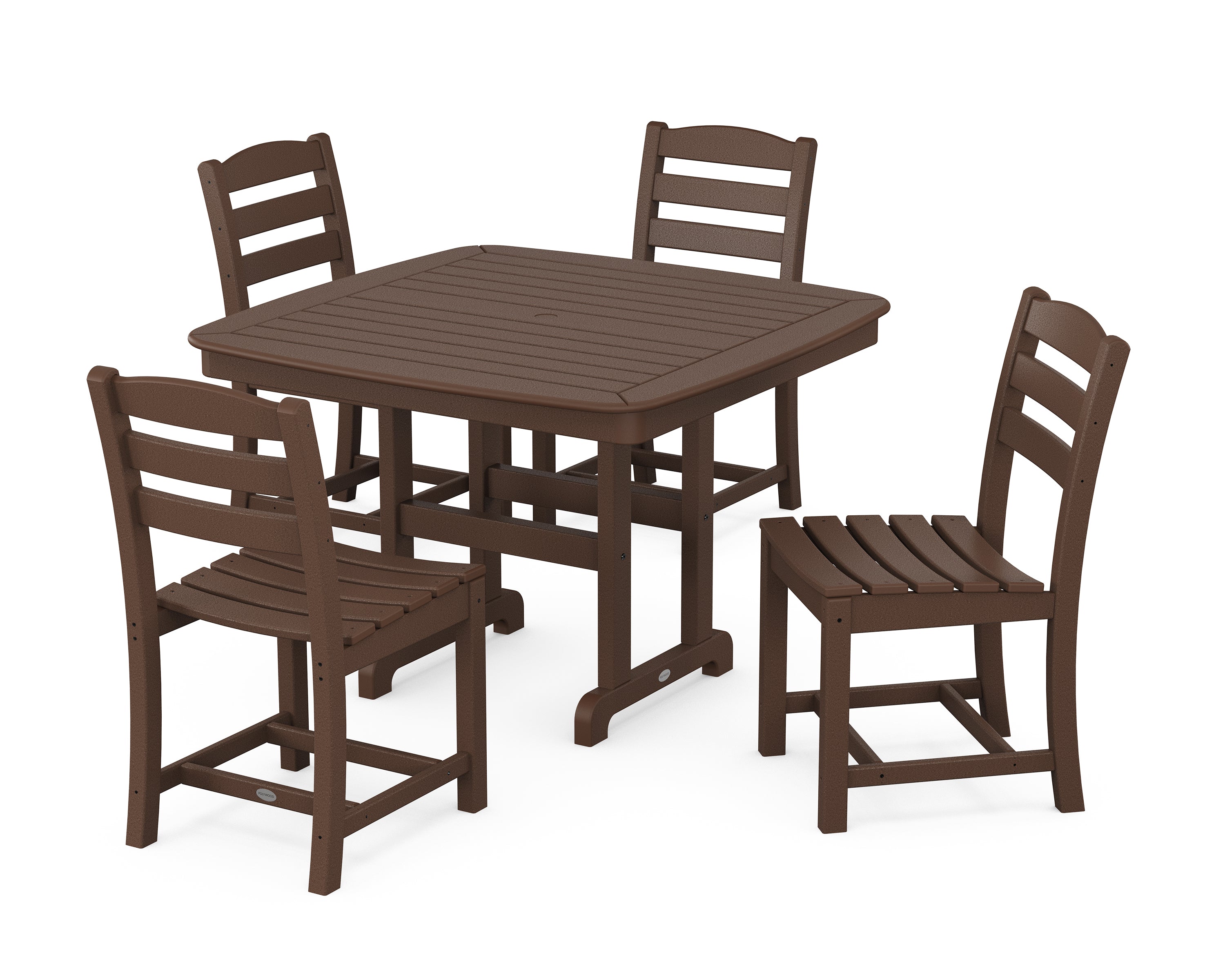 POLYWOOD® La Casa Café Side Chair 5-Piece Dining Set with Trestle Legs in Mahogany