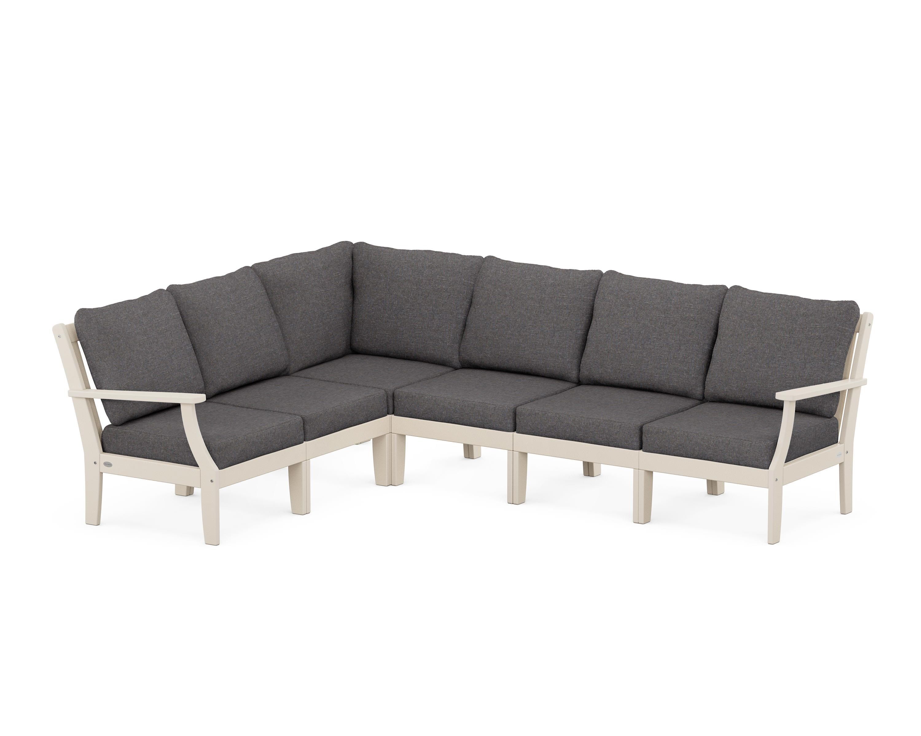 POLYWOOD® Braxton Modular 6-Piece Deep Seating Set in Sand / Ash Charcoal