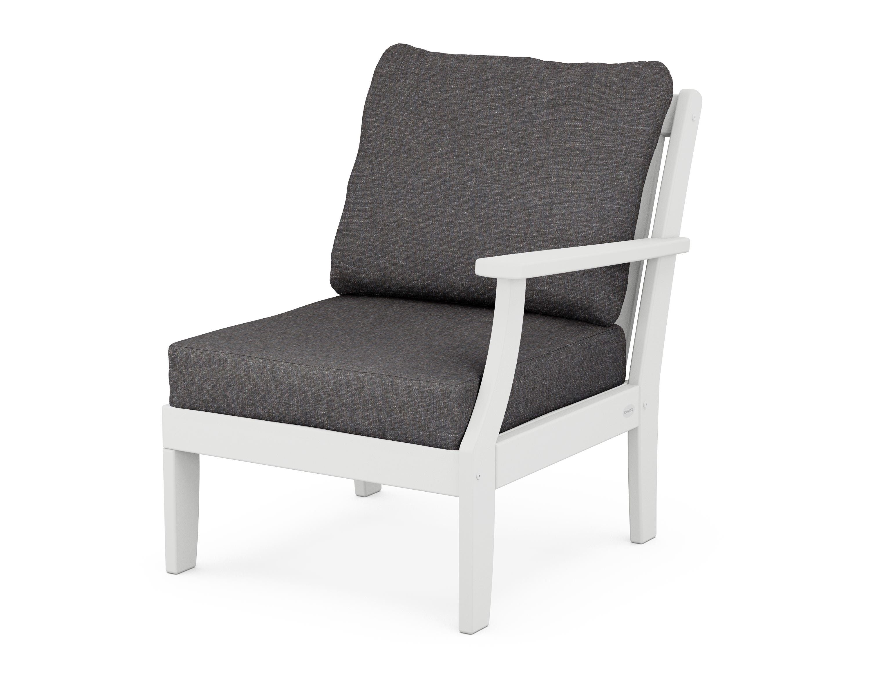 POLYWOOD® Braxton Modular Right Arm Chair in White / Ash Charcoal