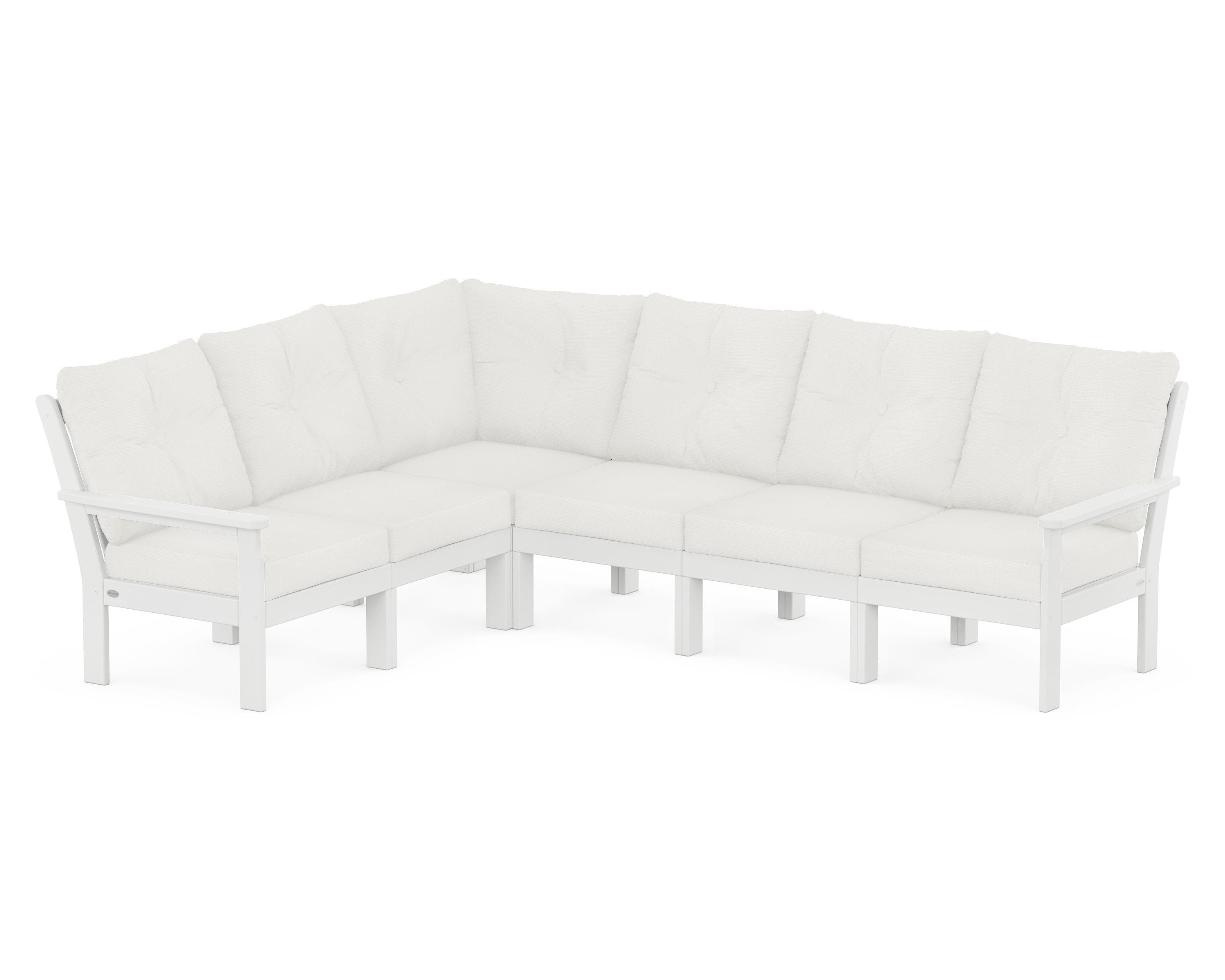 POLYWOOD® Vineyard 6-Piece Sectional in White / Natural Linen