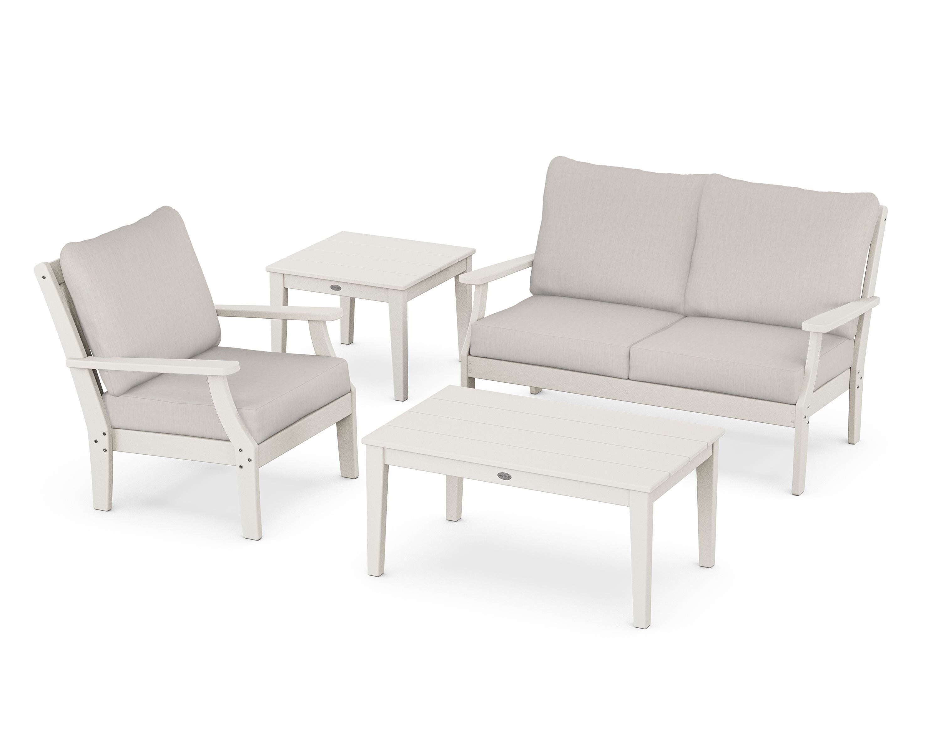 POLYWOOD® Braxton 4-Piece Deep Seating Set in Sand / Cast Ash