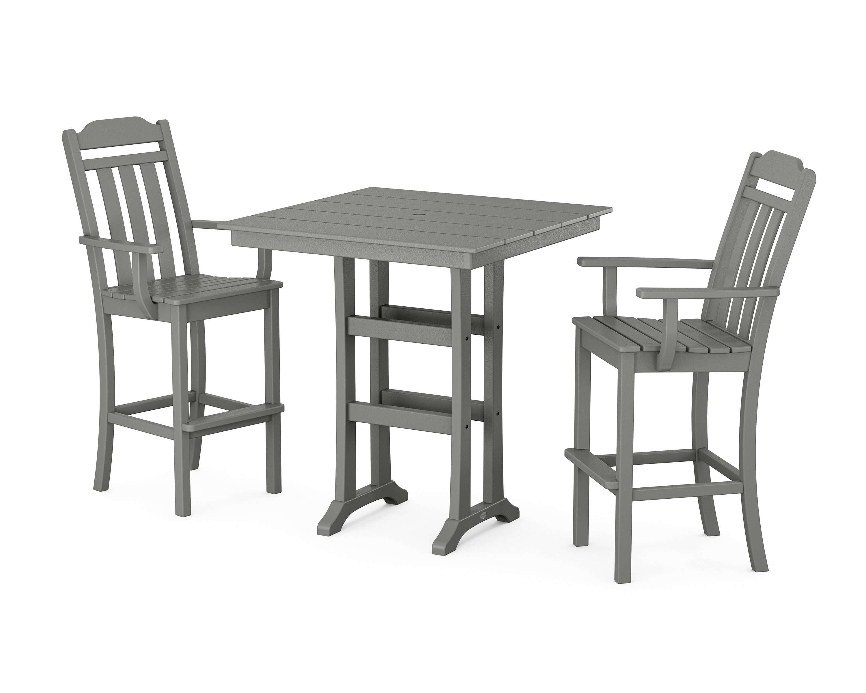 Country Living Cottage 3-Piece Farmhouse Bar Set with Trestle Legs in Slate Grey