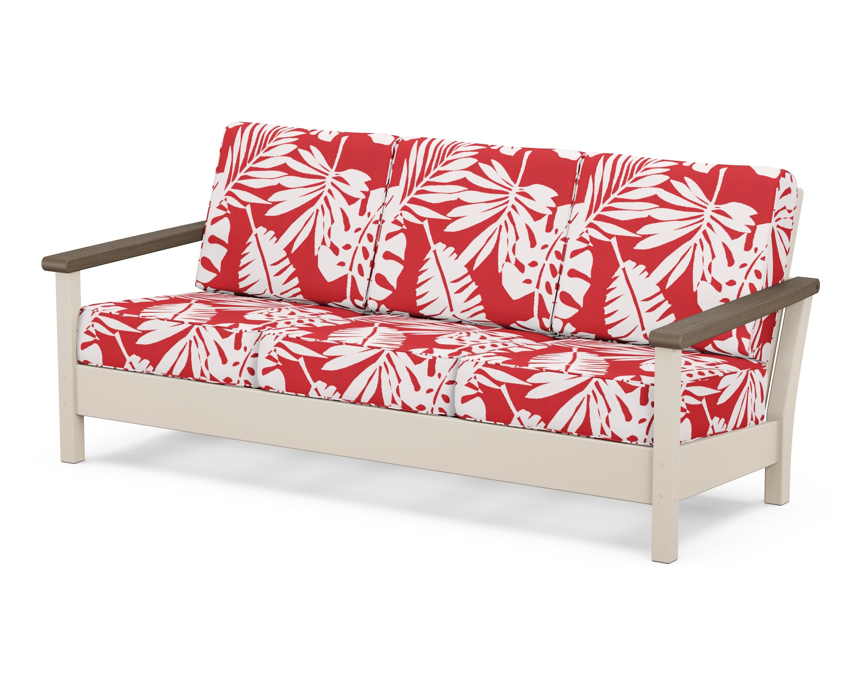 POLYWOOD® Harbour Deep Seating Sofa in Sand / Kona / Leaf Crimson